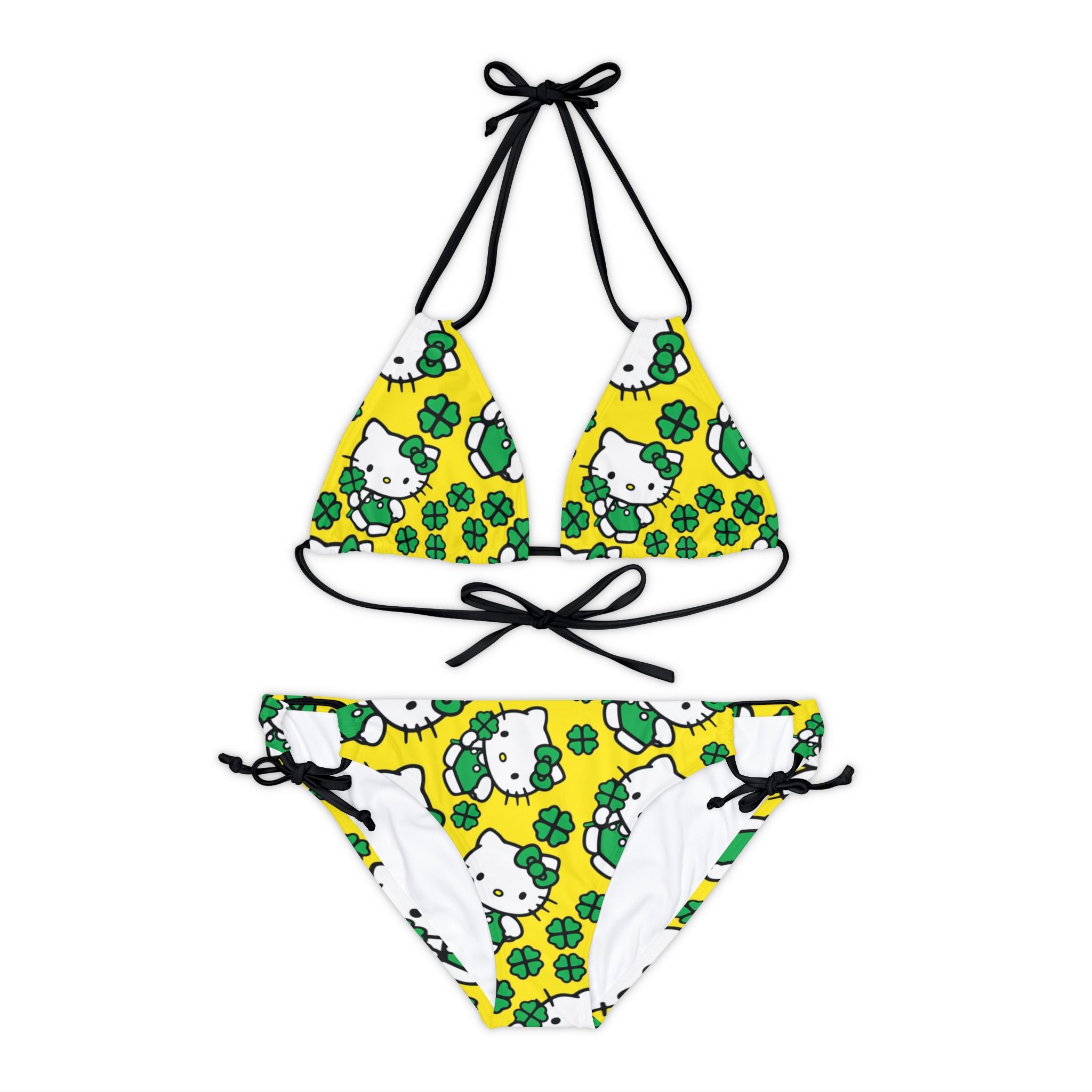 Strappy bikini set kitty saint patrick lucky yellow