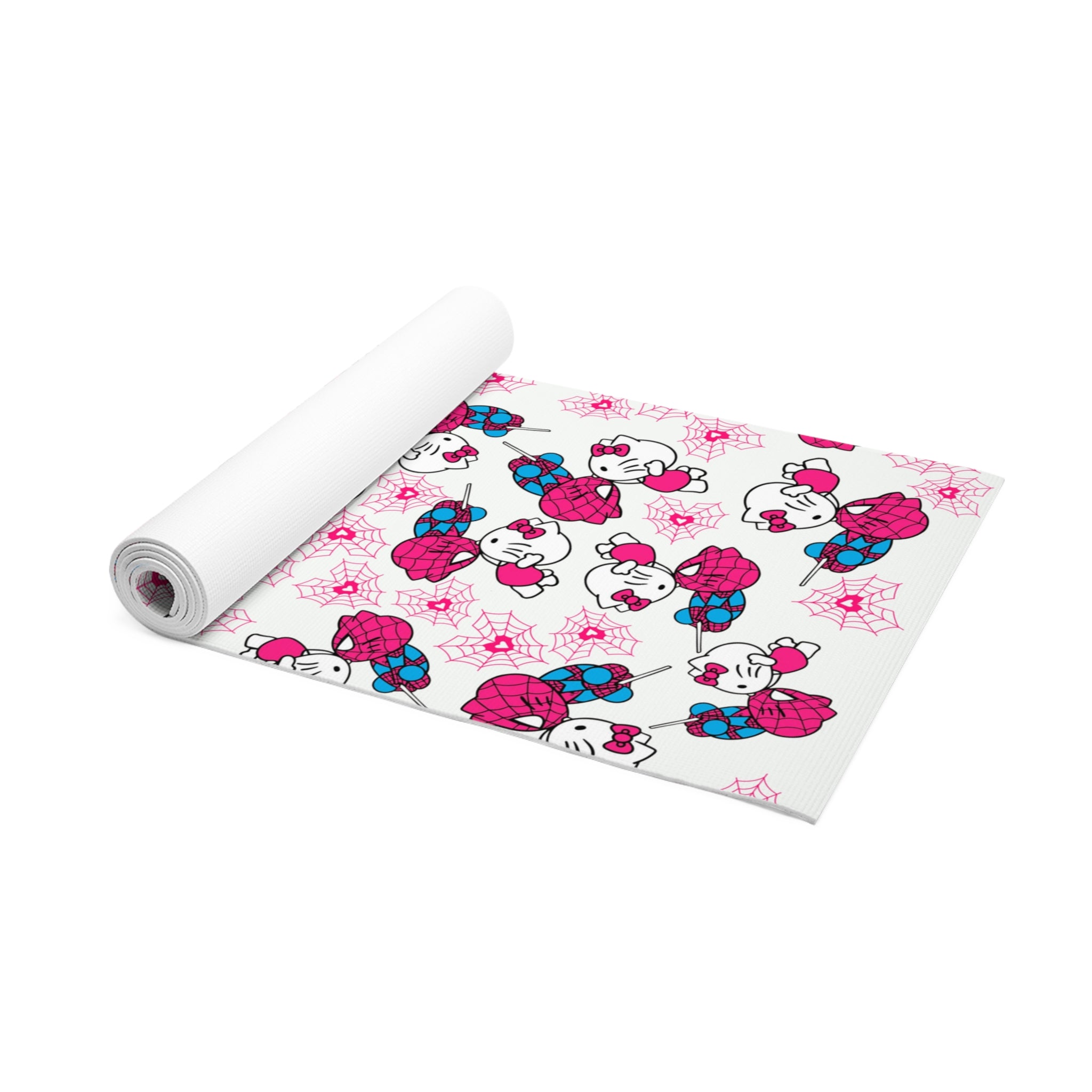 Foam yoga mat spider kitty white