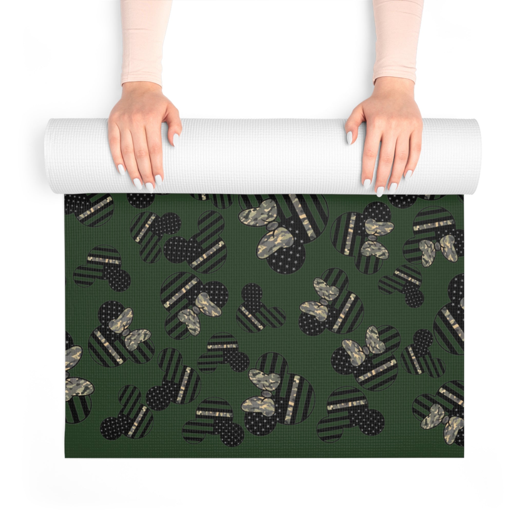 Foam yoga mat veterans day mickey minnie green