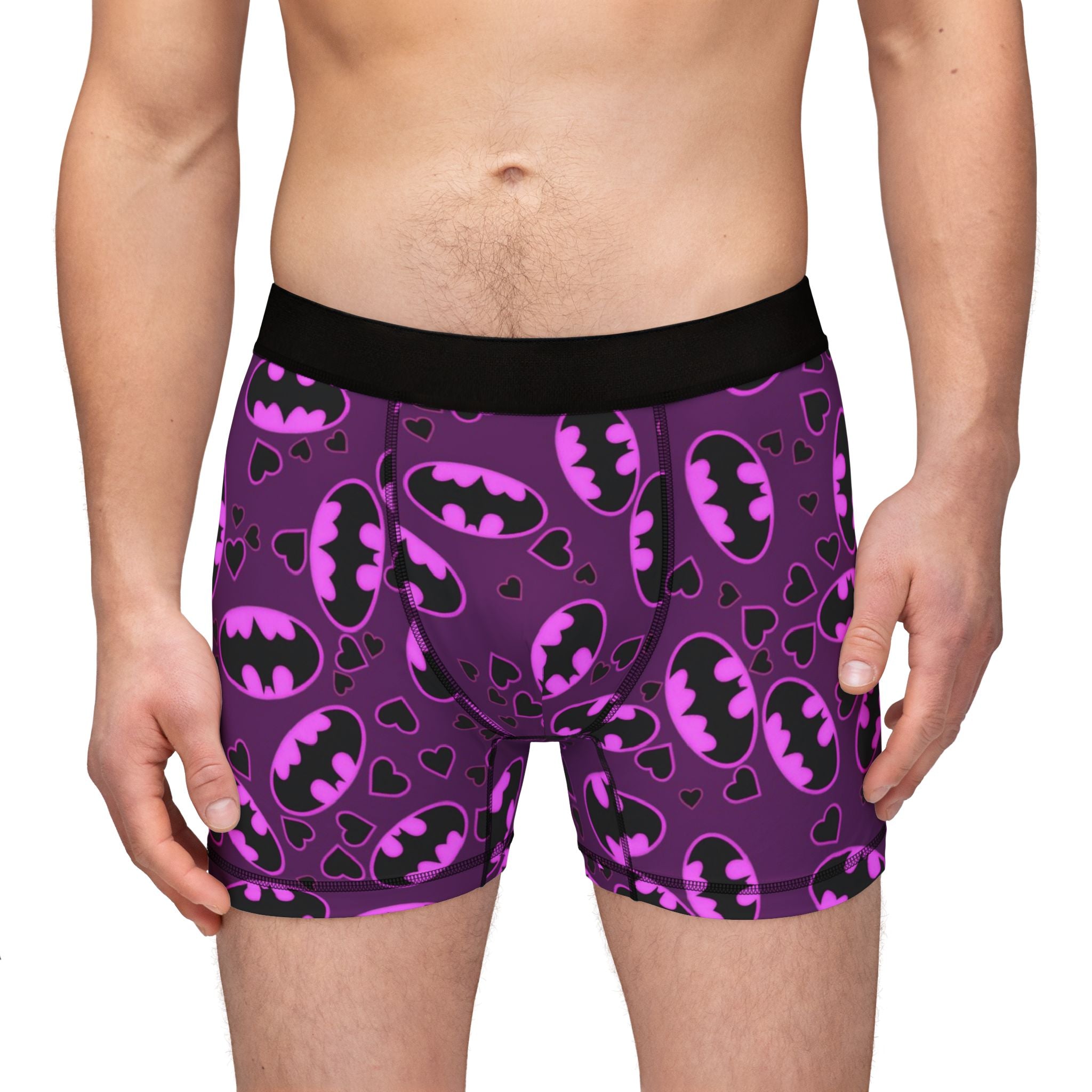 Men's boxers batman hearts valentine love purple