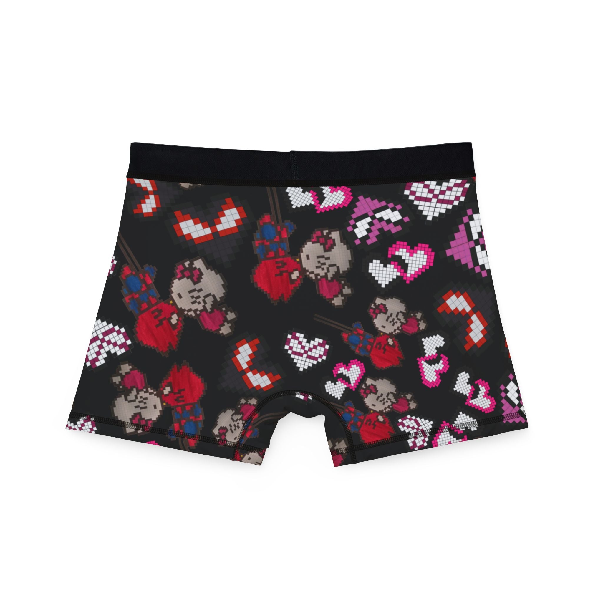 Men's boxers spider kitty pixel kiss hearts black