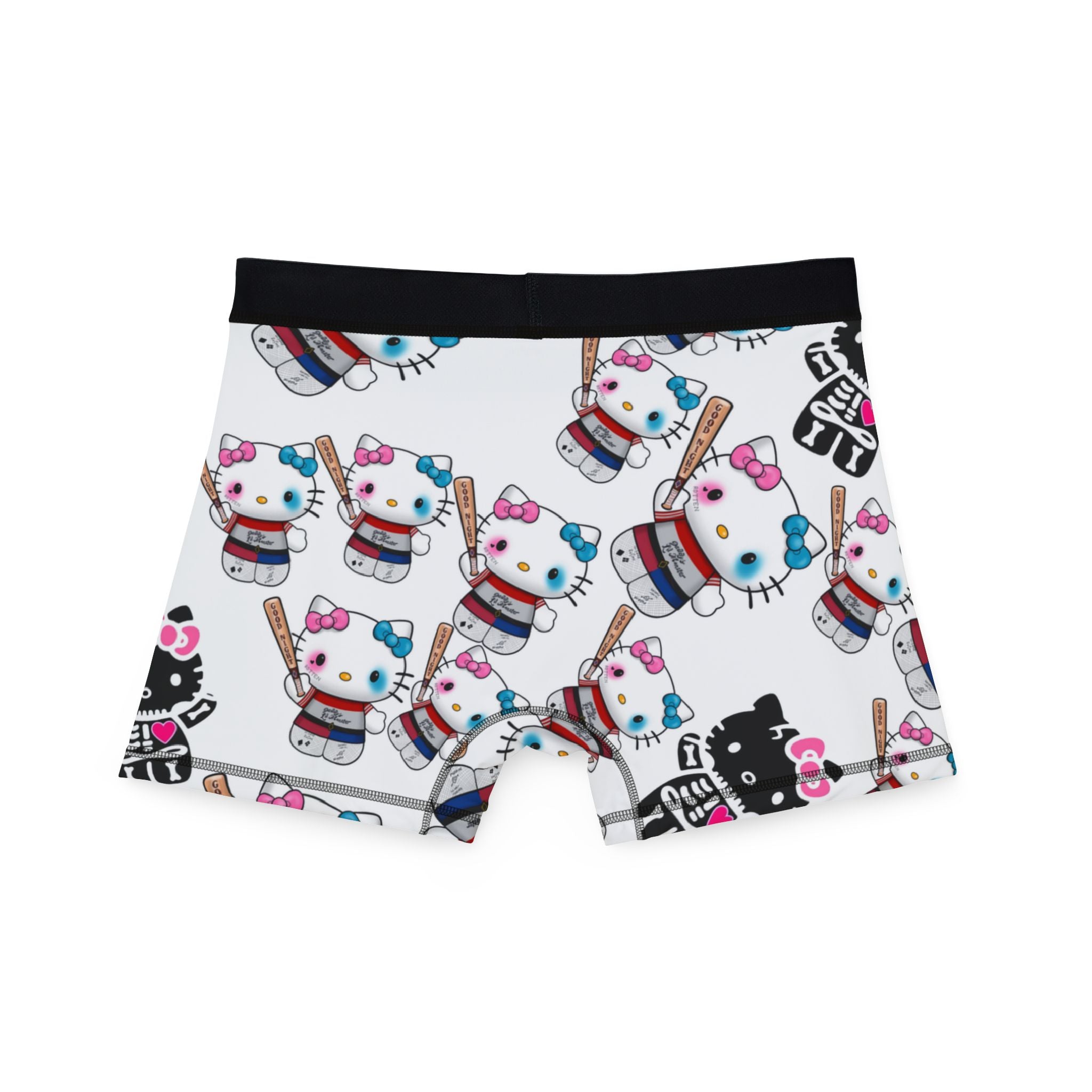 Men's boxers kitty monster Halloween bone white