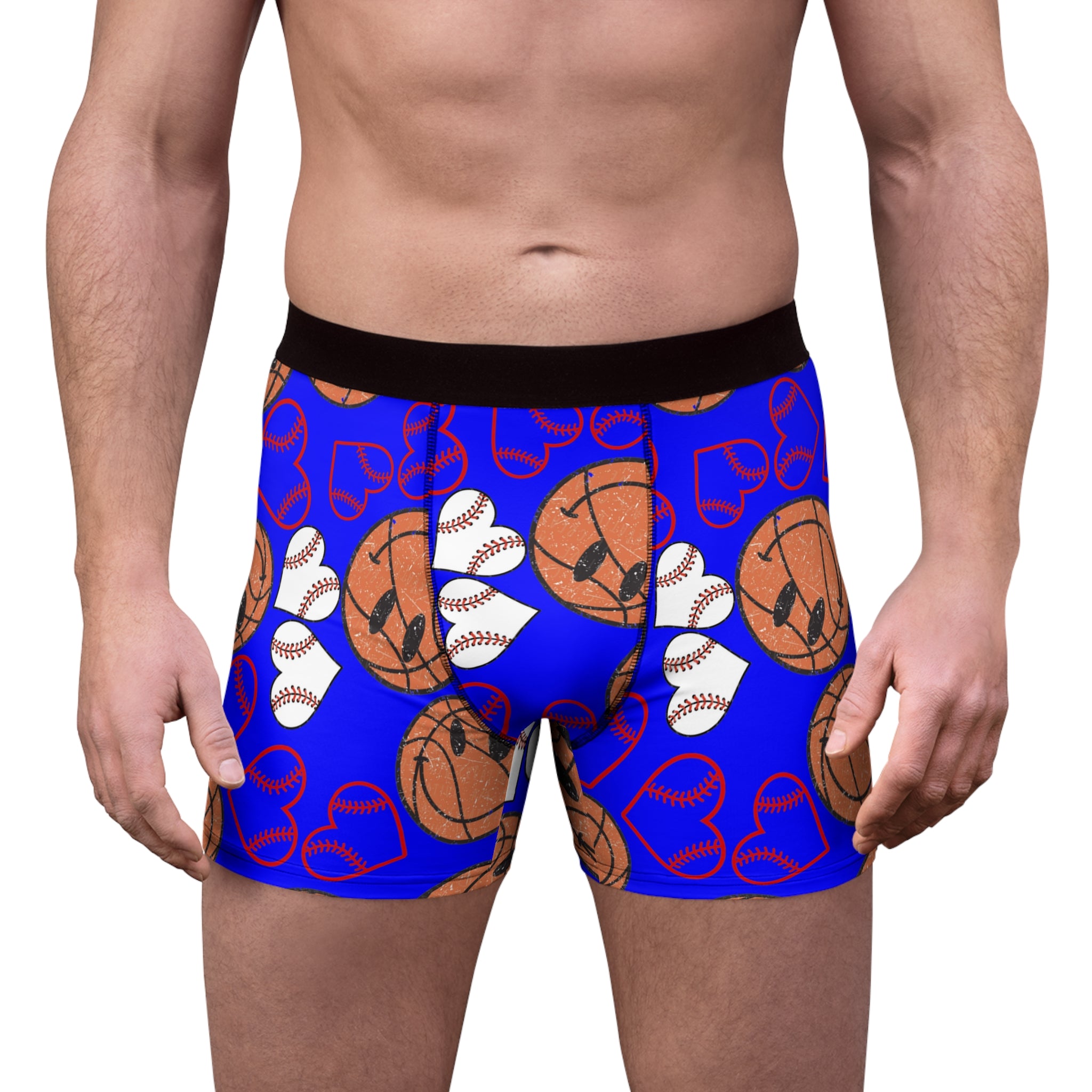 Men's boxer briefs BasketBall hearts valentine blue