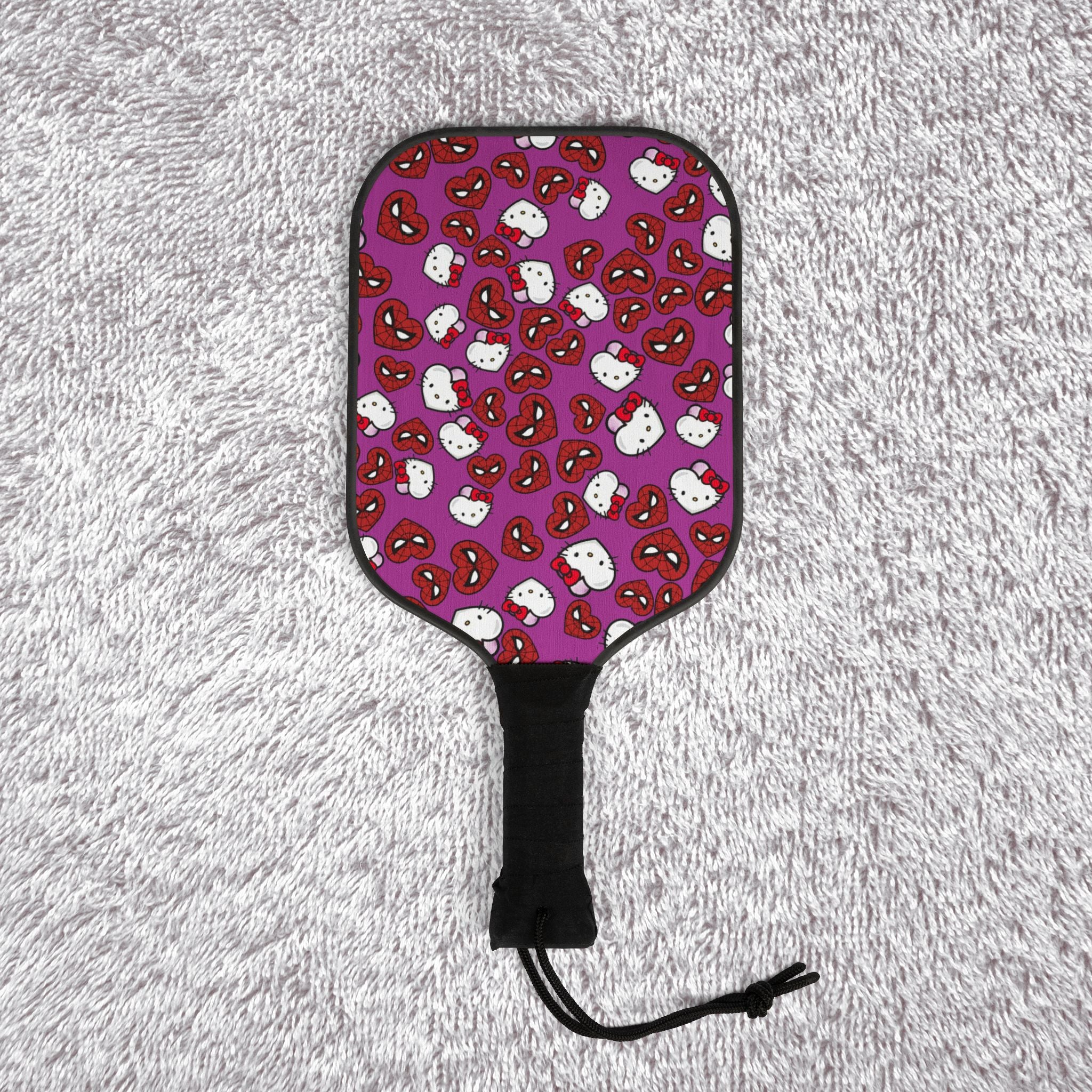 Pickleball kit (2 paddles + 2 balls + transparent bag) spider kitty double hearts purple