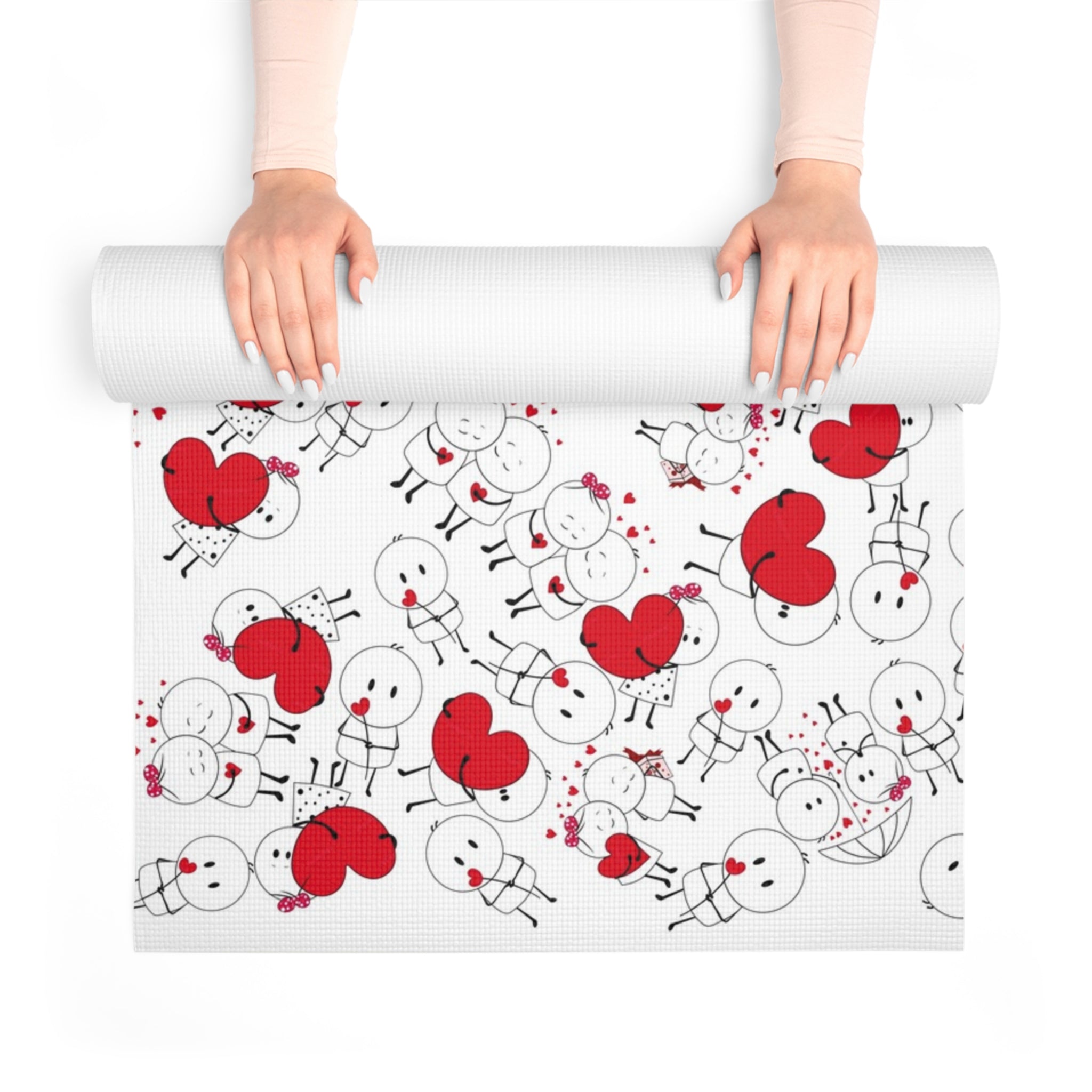 Foam yoga mat cute valentine love white