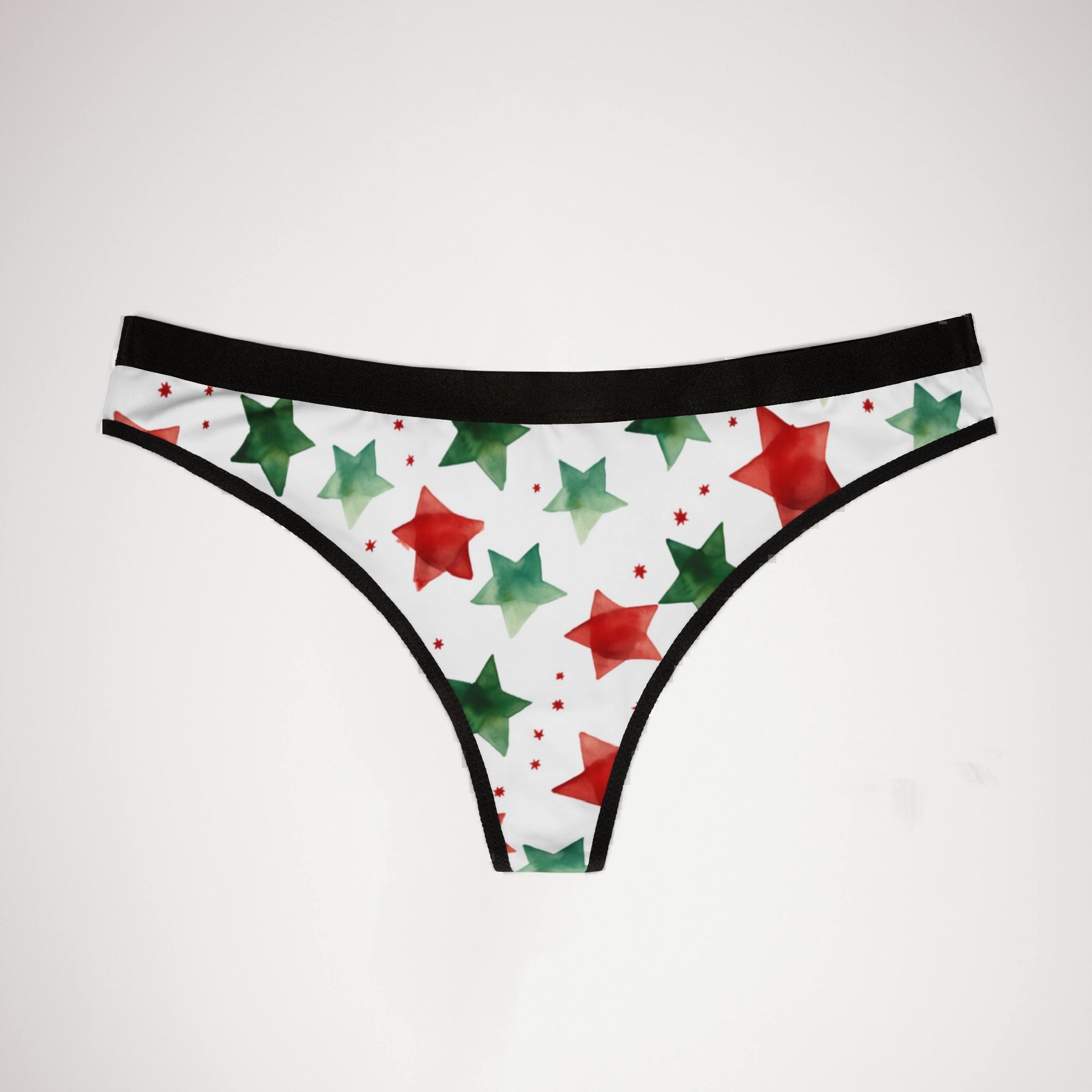 Women's thongs watercolor christmas