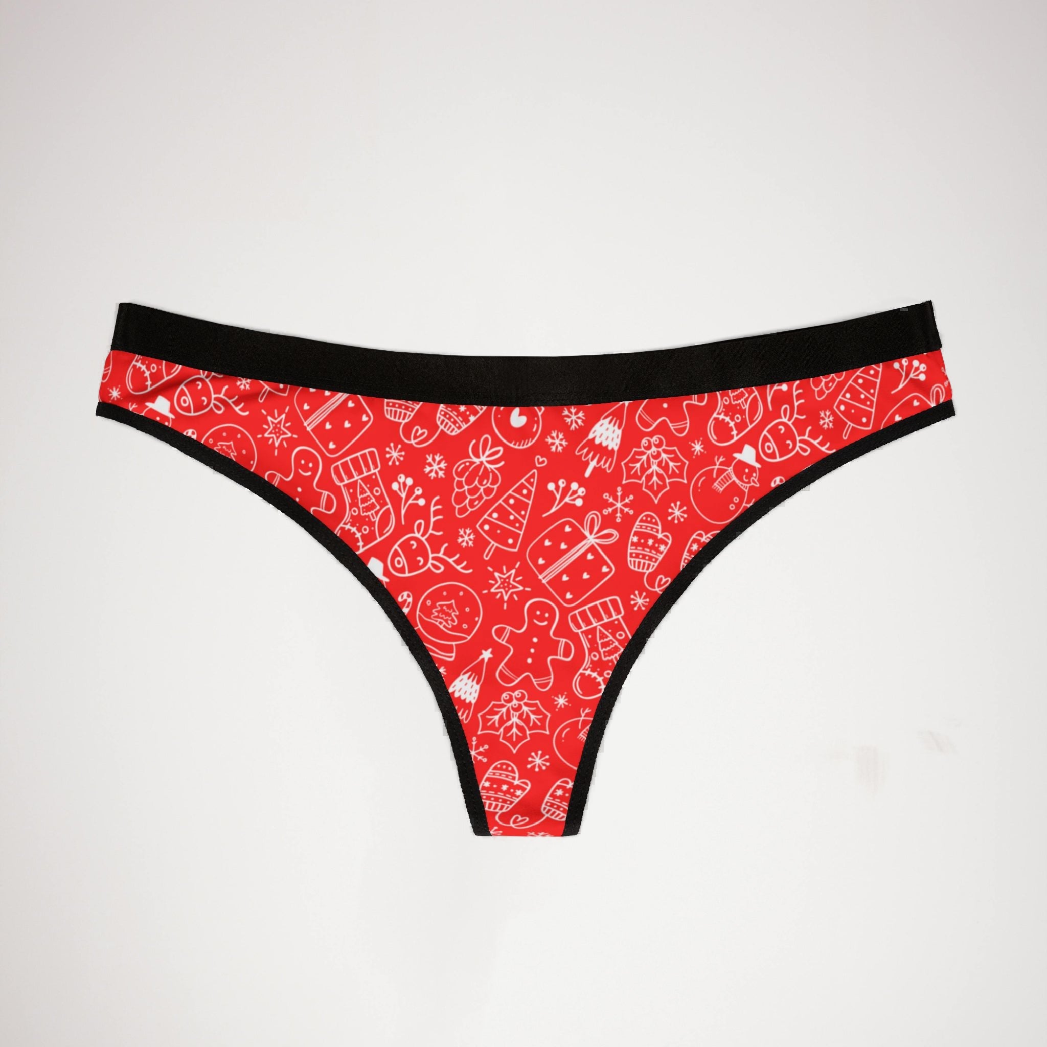 Women's thongs red white christmas