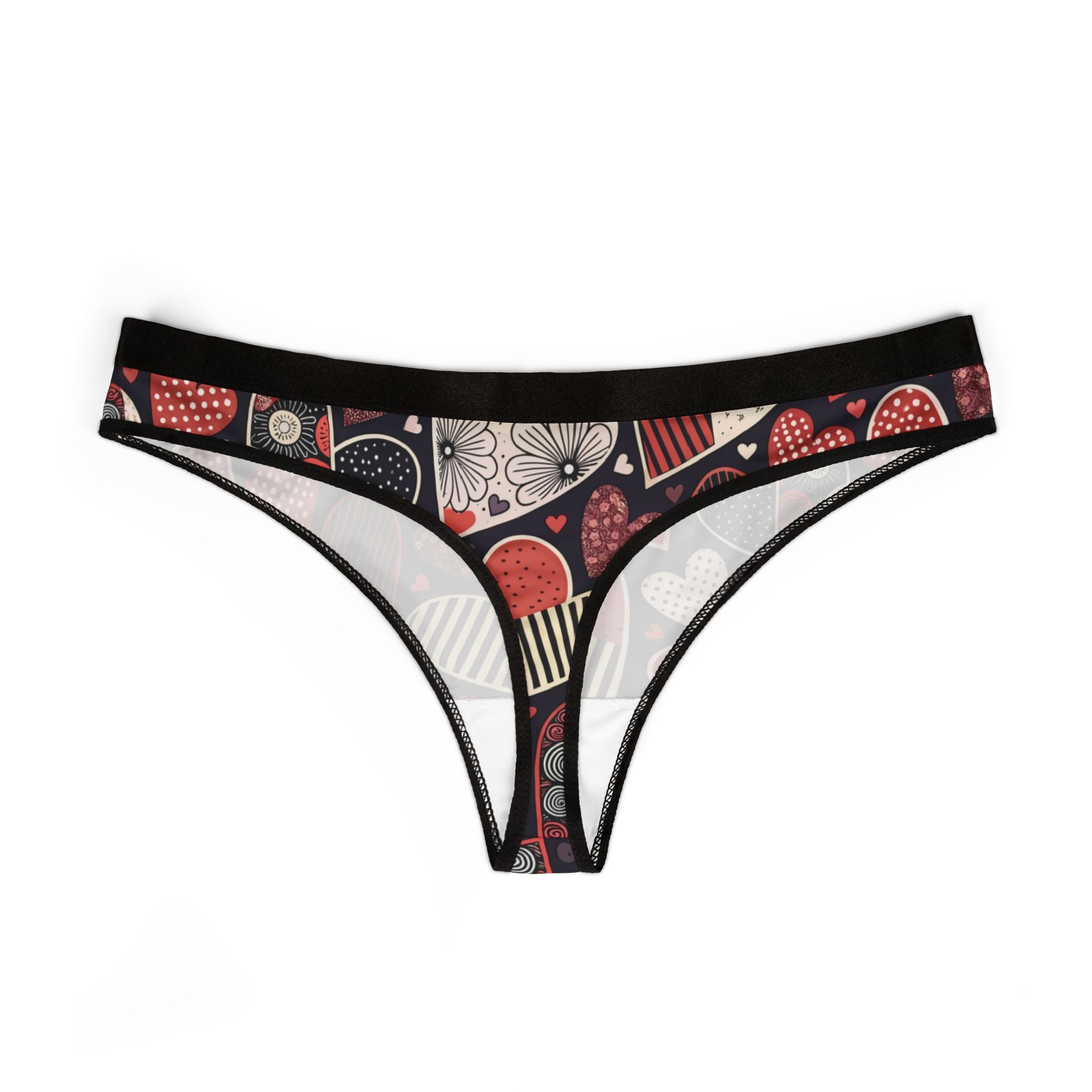 Women's thongs valentine heart retro