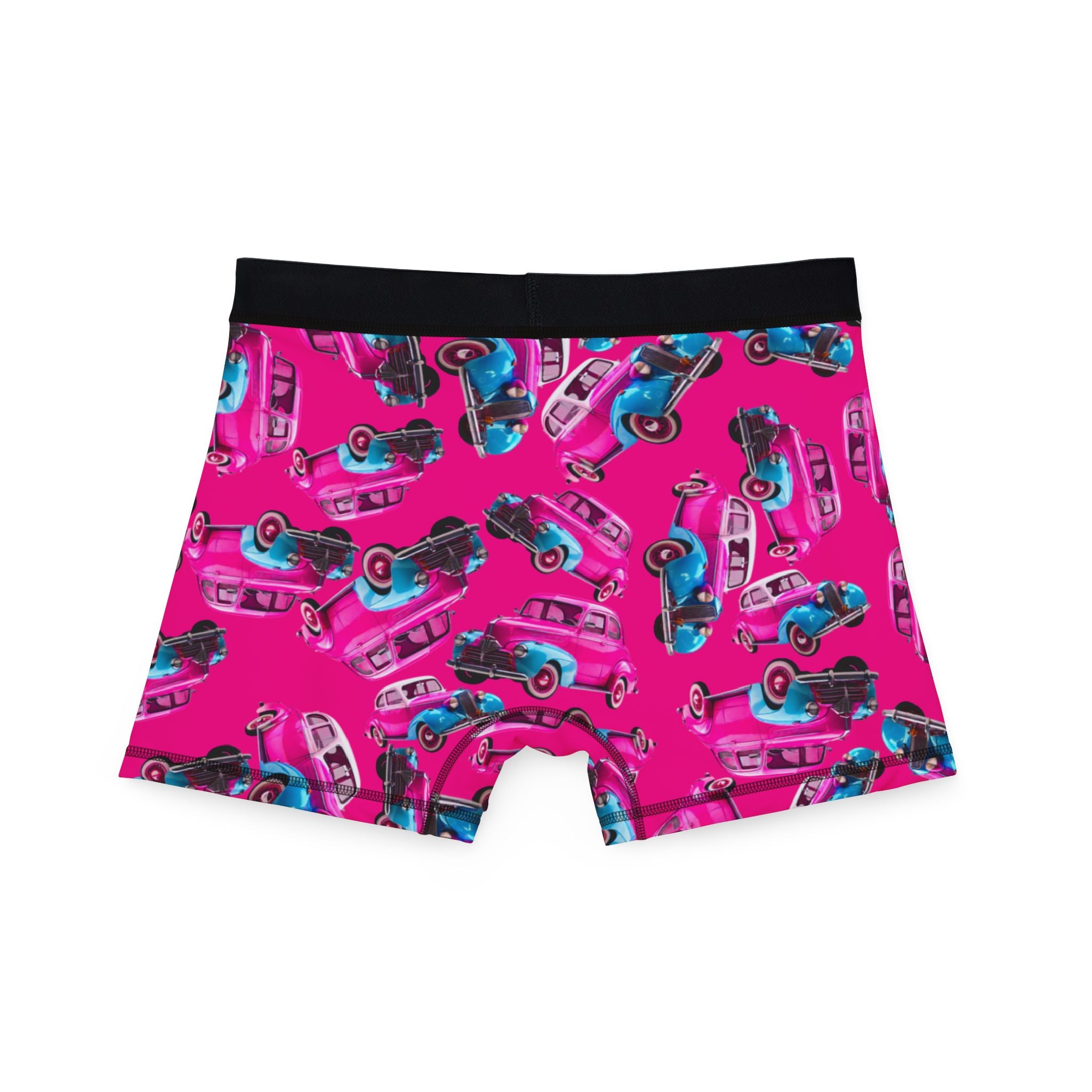 Men's boxers cartoon dirty old cars pink