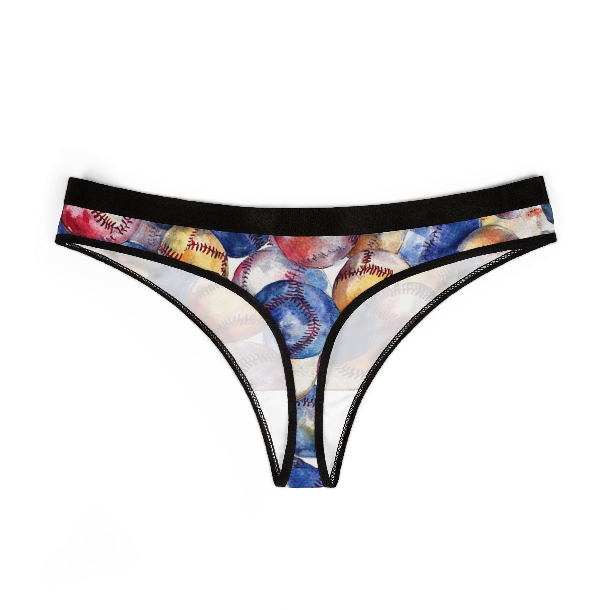 Women's thongs watercolor baseball one