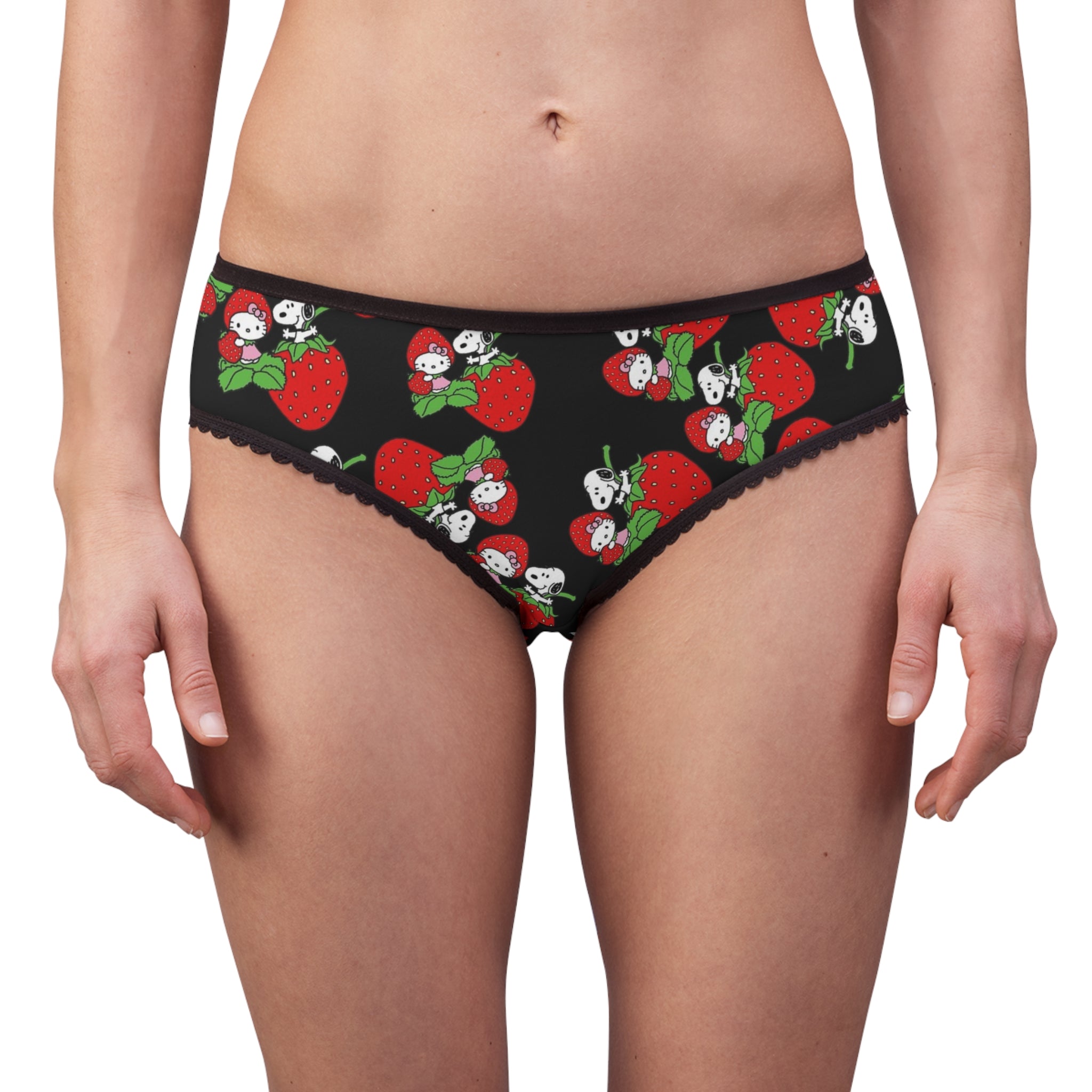 Women's briefs kitty snoopy strawberry valentine black