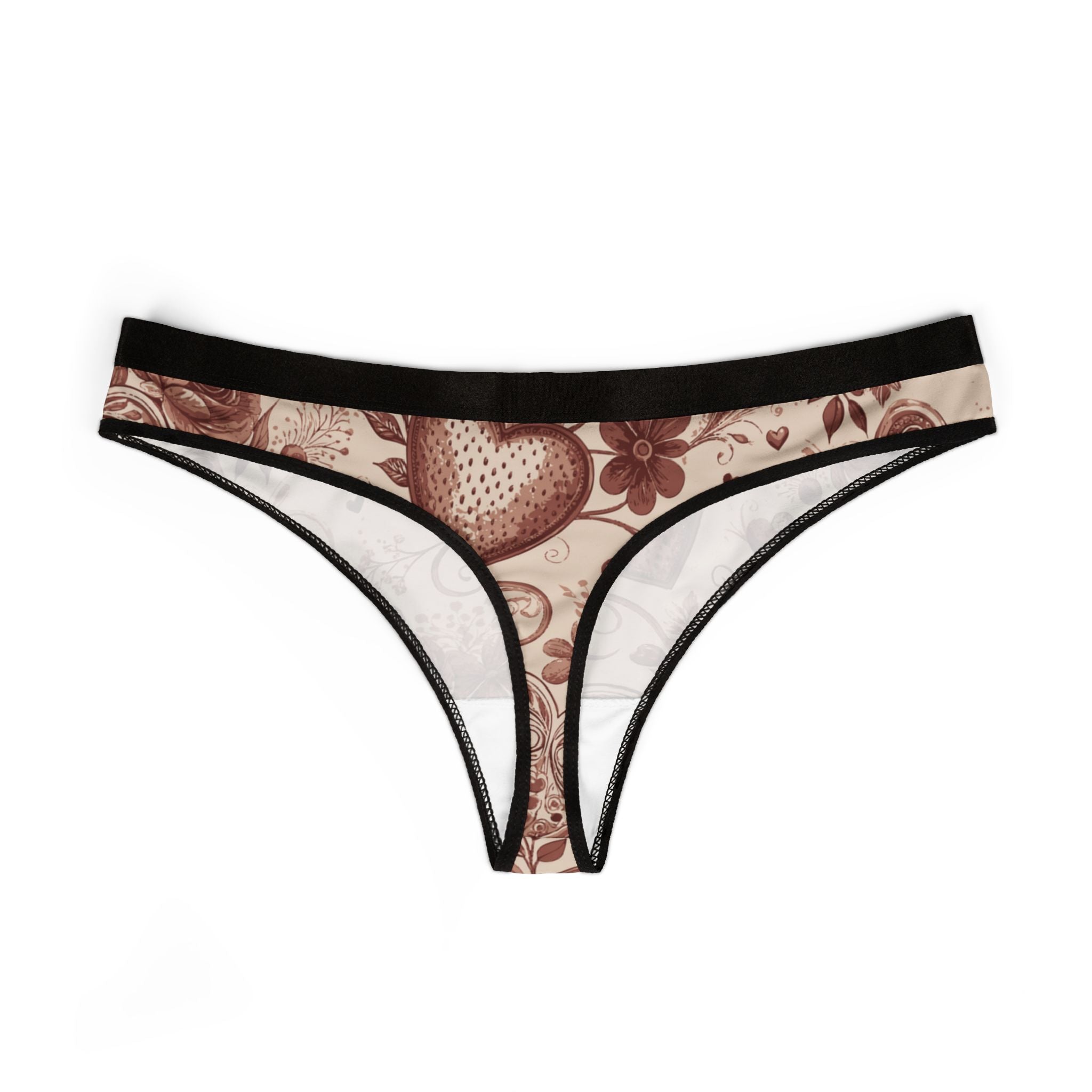 Women's thongs valentine heart retro