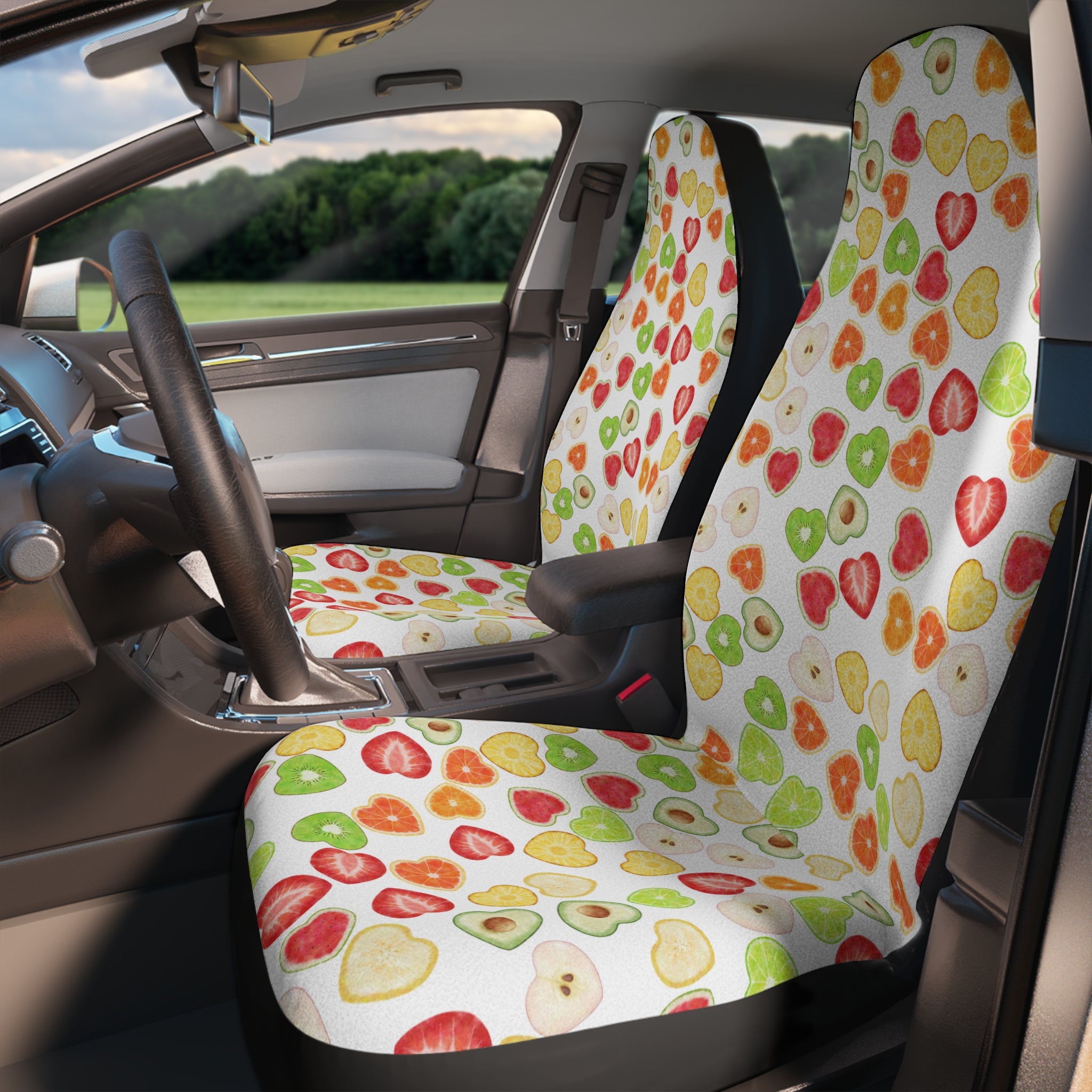 Car seat covers heart fruits white