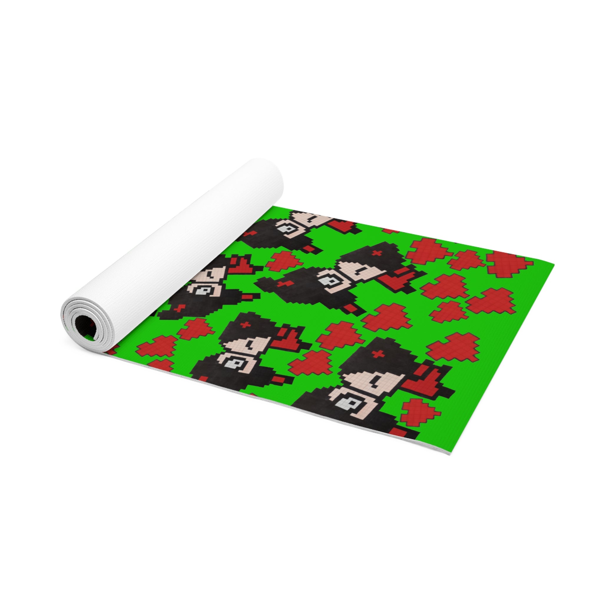 Foam yoga mat pixel pucca kiss heart green