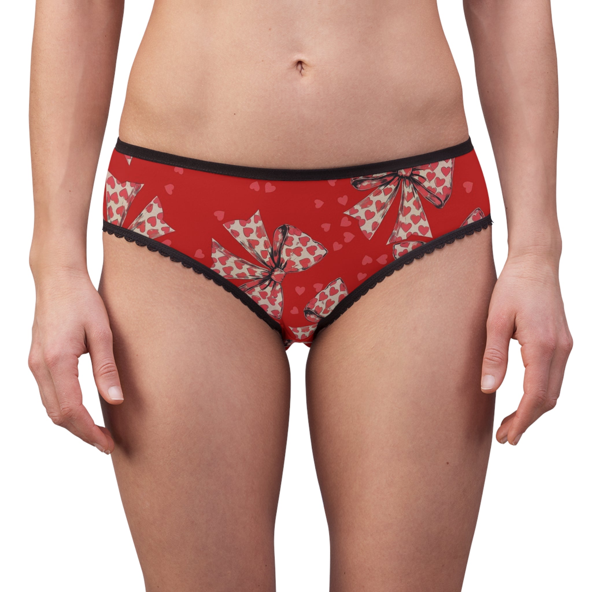 Women's briefs valentine s day heart coquette bow red