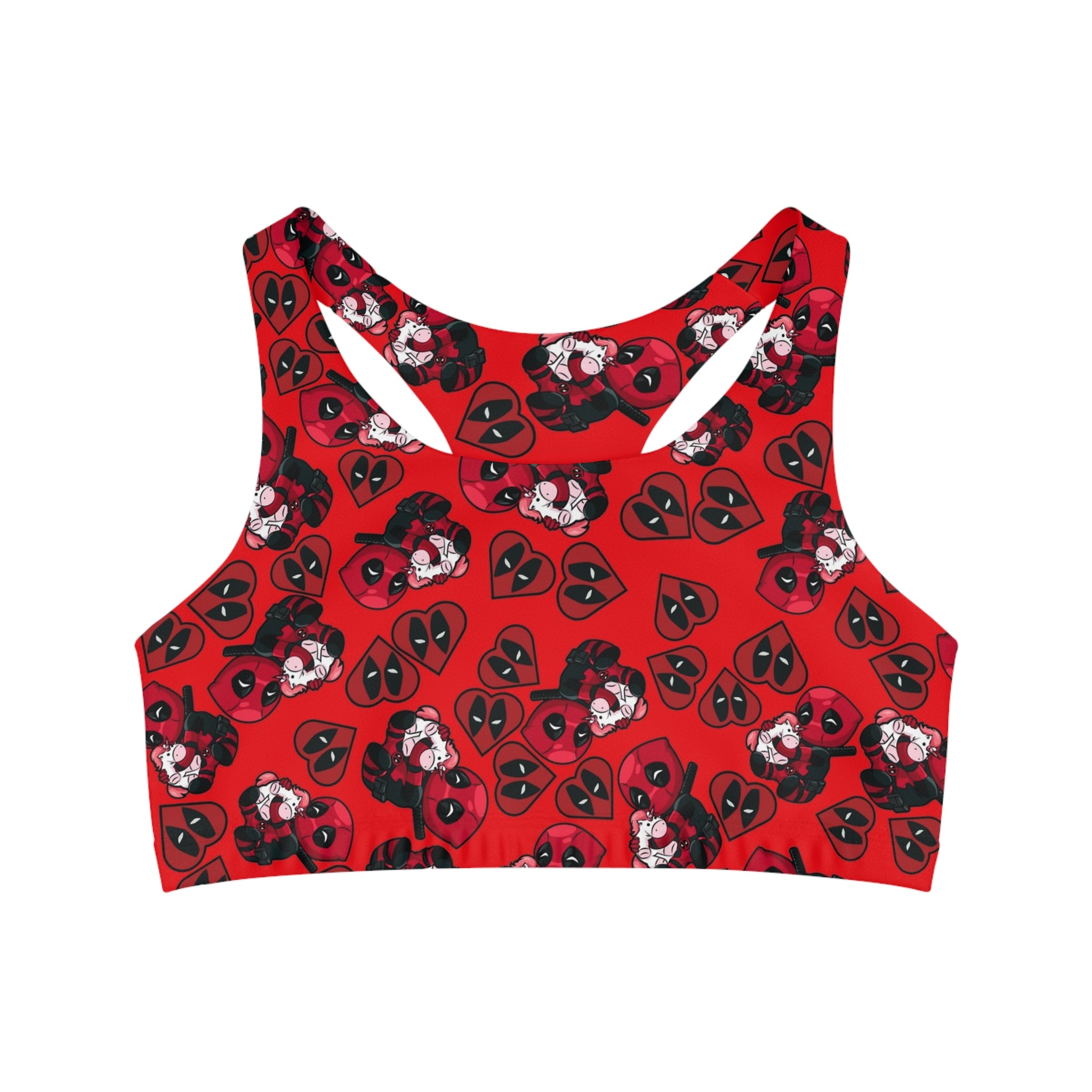 Sports bra deadpool unicorn hearts valentine love red