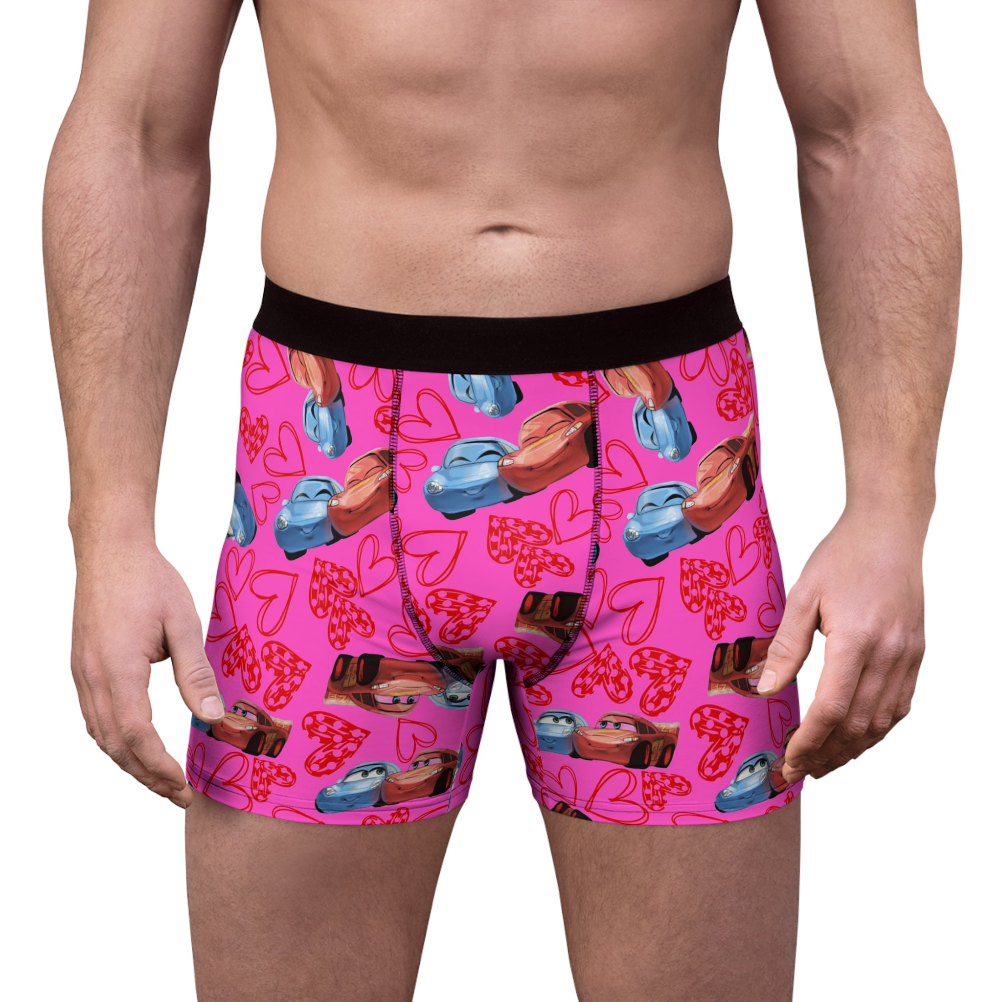 Men's boxer briefs mcqueen couples hearts pink