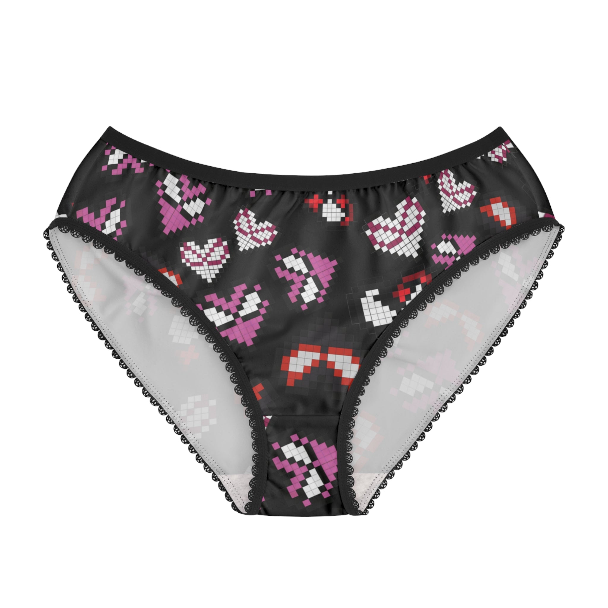 Women's briefs spider hearts pixel black