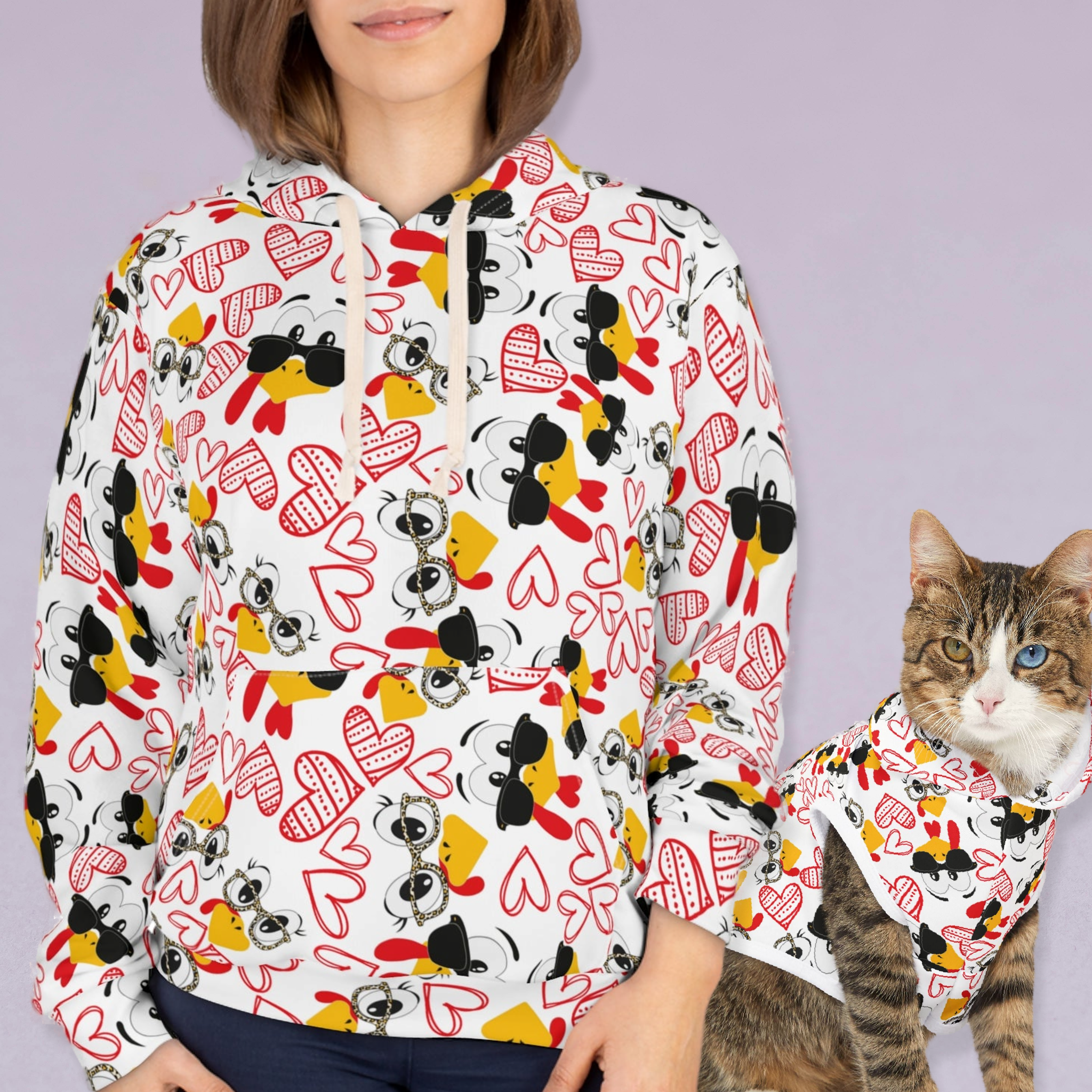 Matching Cat & Dog Pet and Owner Outfits mr turkey mrs turkey valentine hearts thanksgiving unisex sweaters/hoodies