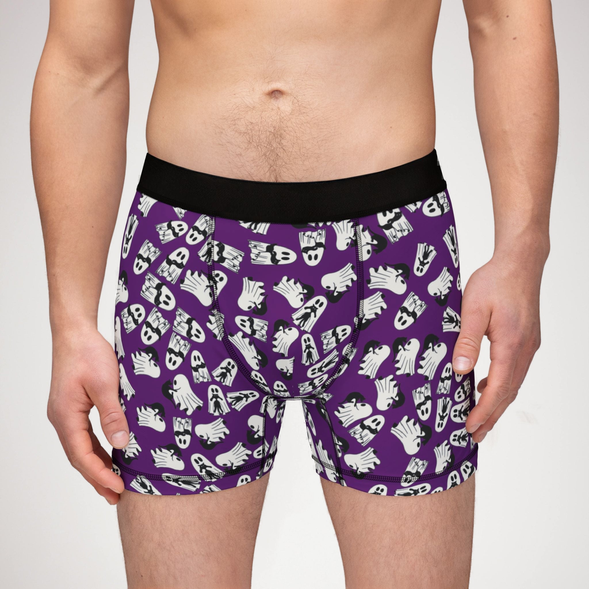 Men's boxers halloween cute ghost cat violet