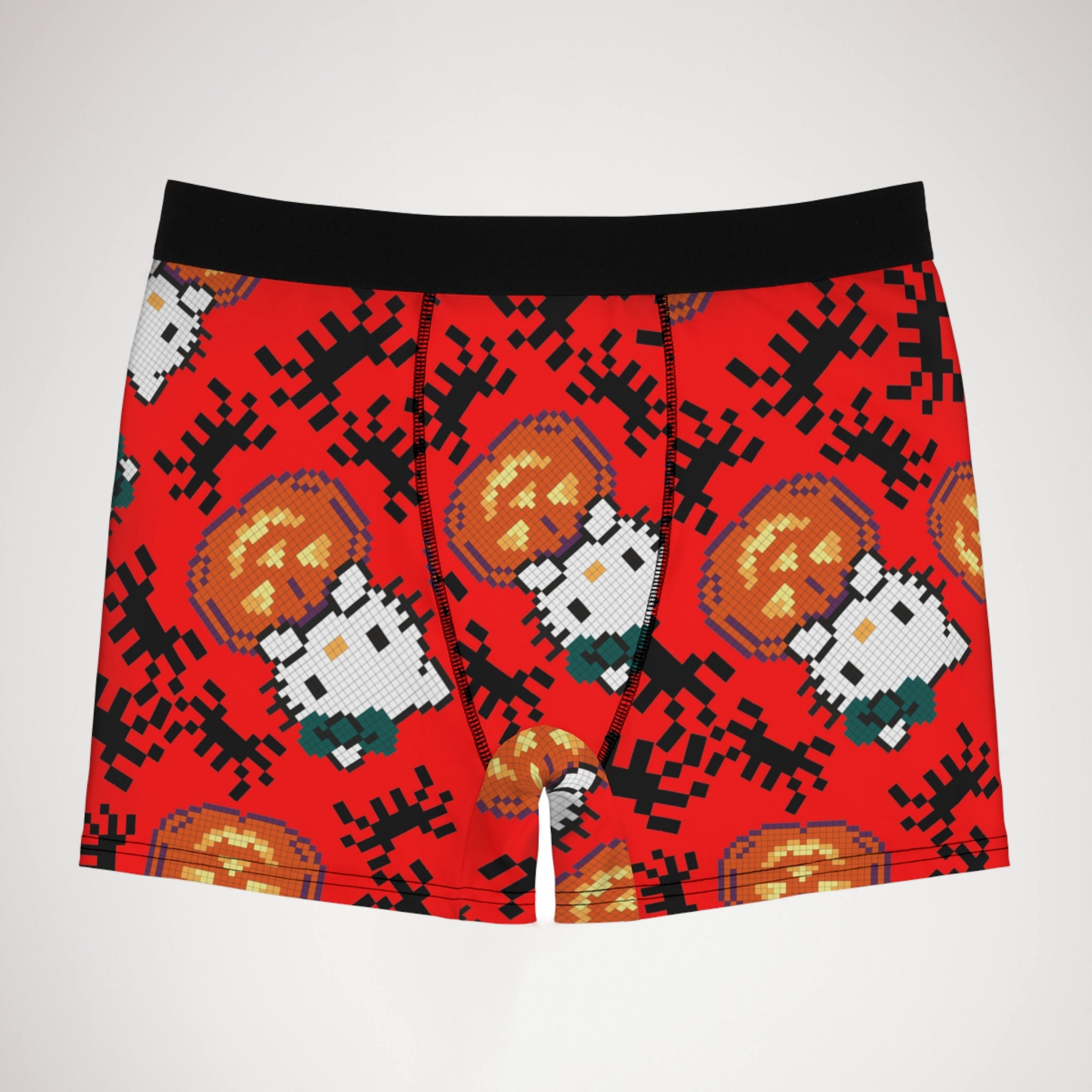 Men's boxer briefs kitty pumpkin Halloween pixel spider red