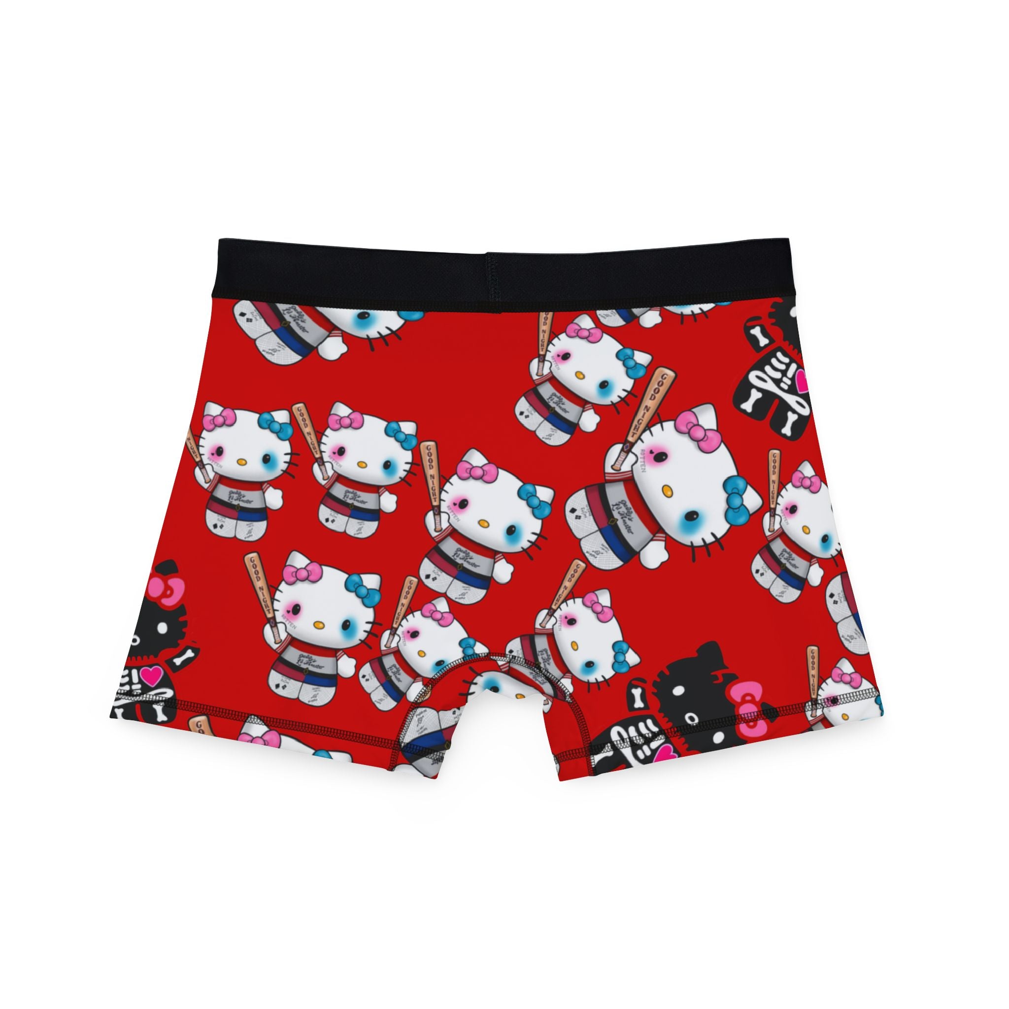 Men's boxers kitty monster Halloween bone red