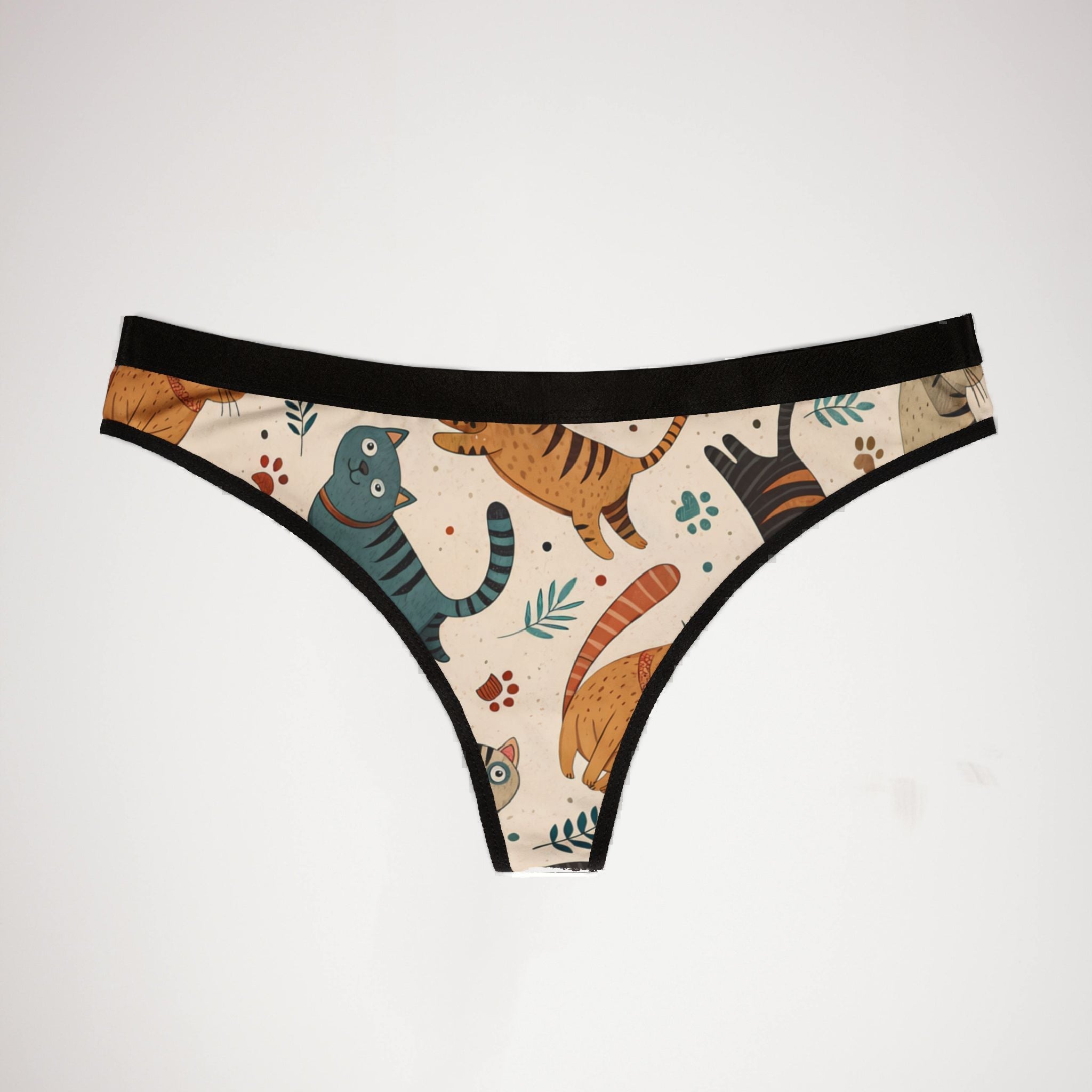 Women's thongs cute cats doodle