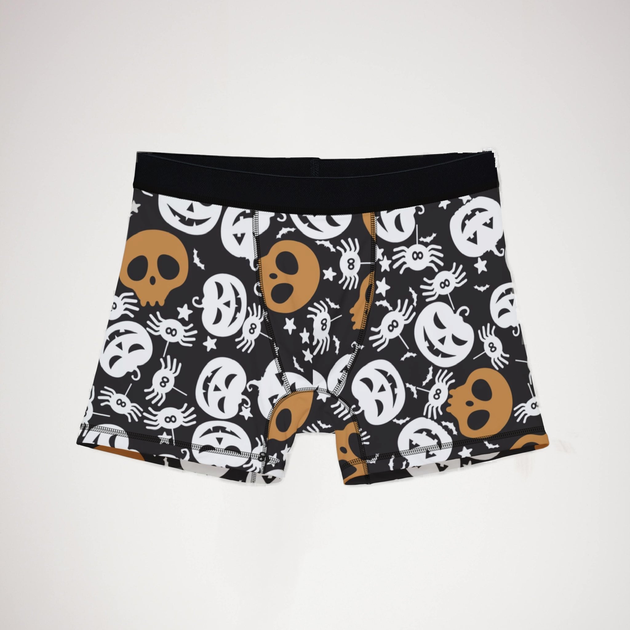 Men's boxers halloween pumpkin spider web black