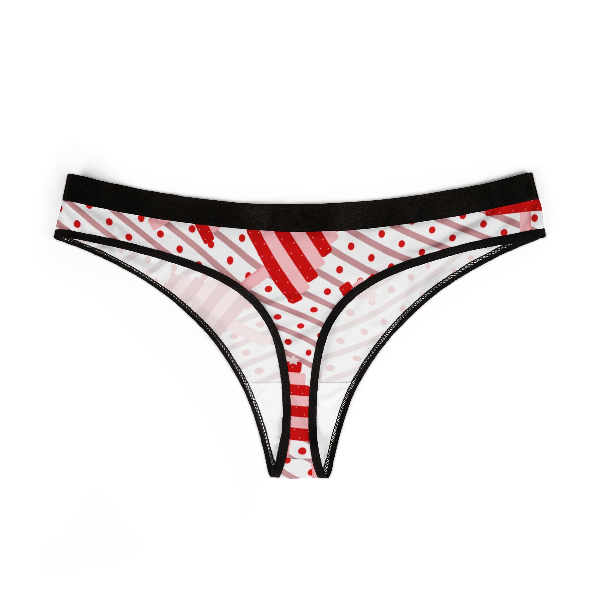 Women's thongs red christmas dots