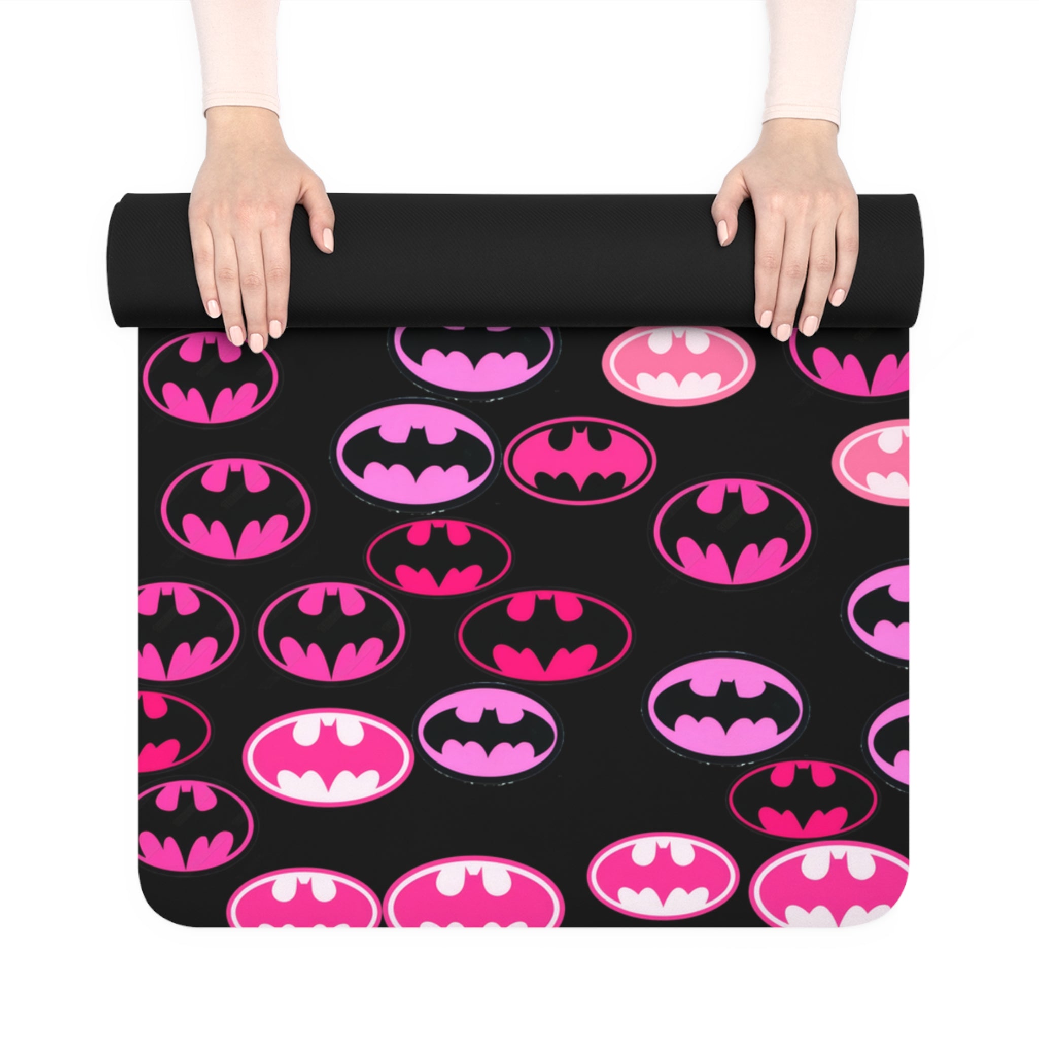 Rubber yoga mat batman rose valentine love black