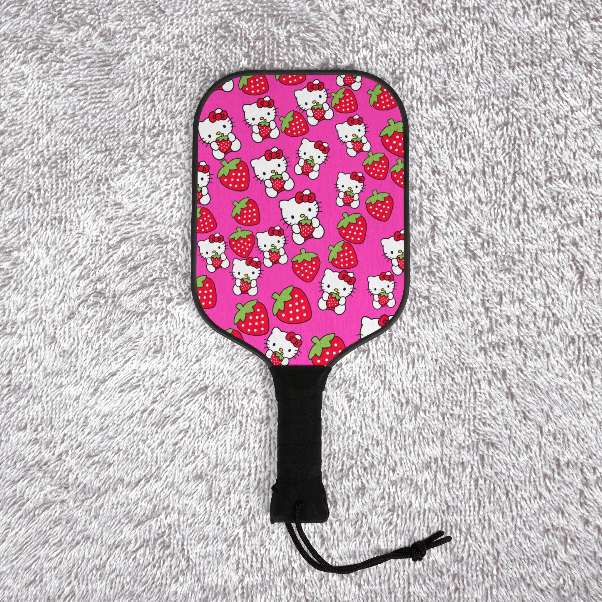 Pickleball kit (2 paddles + 2 balls + transparent bag) kitty strawberry valentine love pink