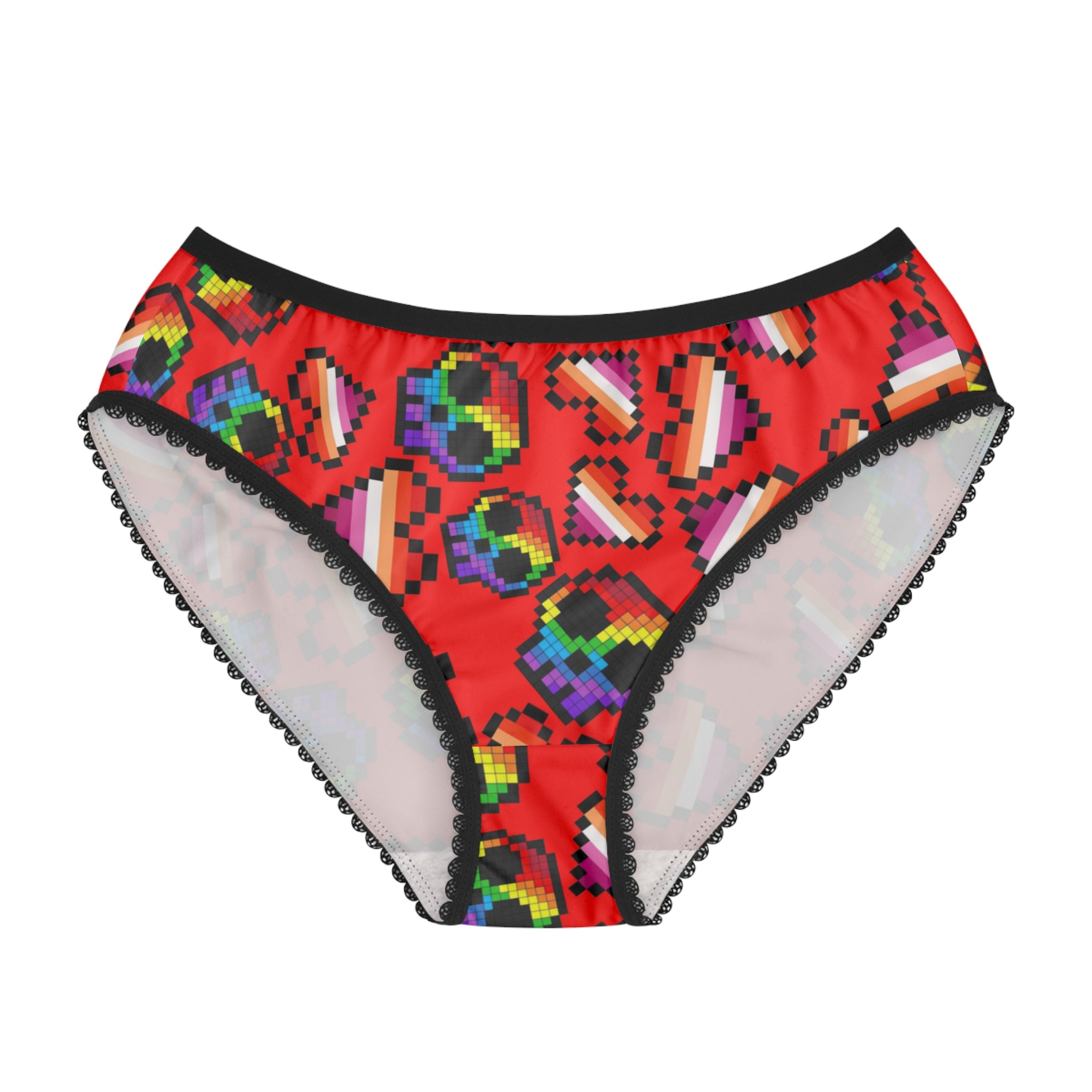 Women's briefs lgbt pride skull heart Halloween red