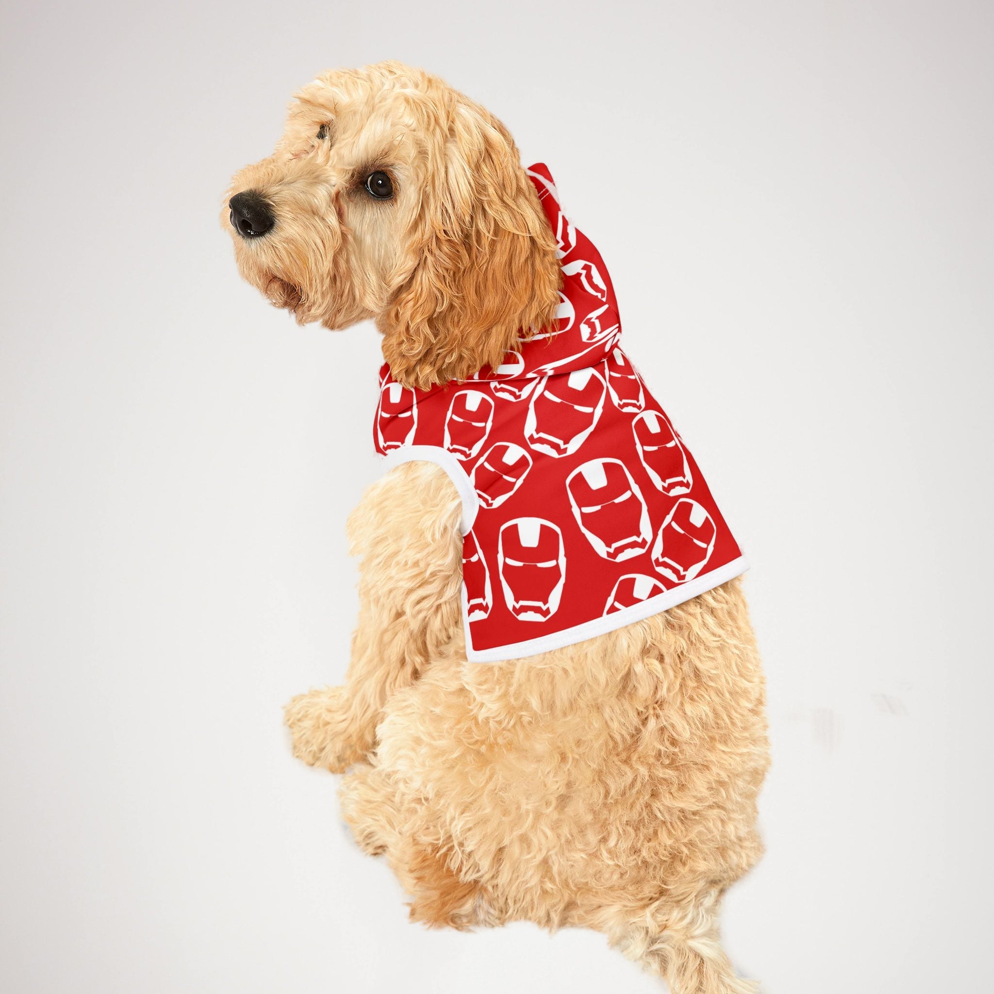 Pet hoodie iron man red