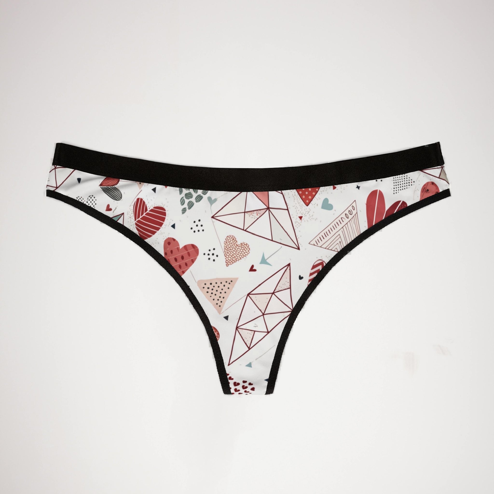 Women's thongs valentine heart retro three