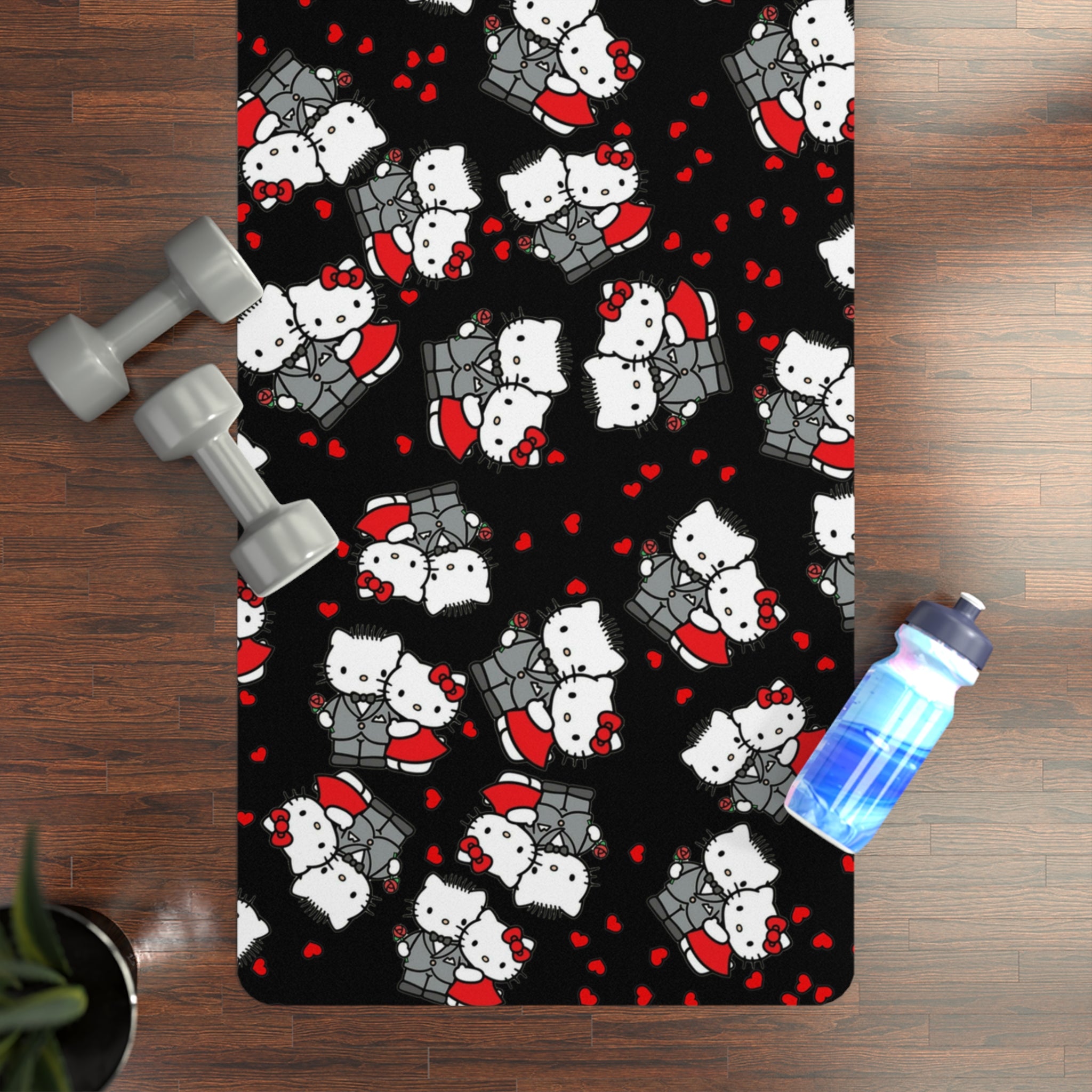 Rubber yoga mat kitty wedding anniversary black