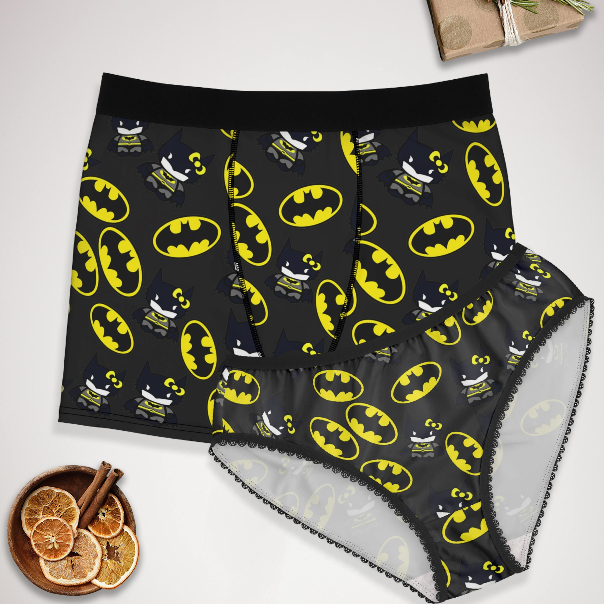 Couples matching batman kitty underwear set boxer & briefs