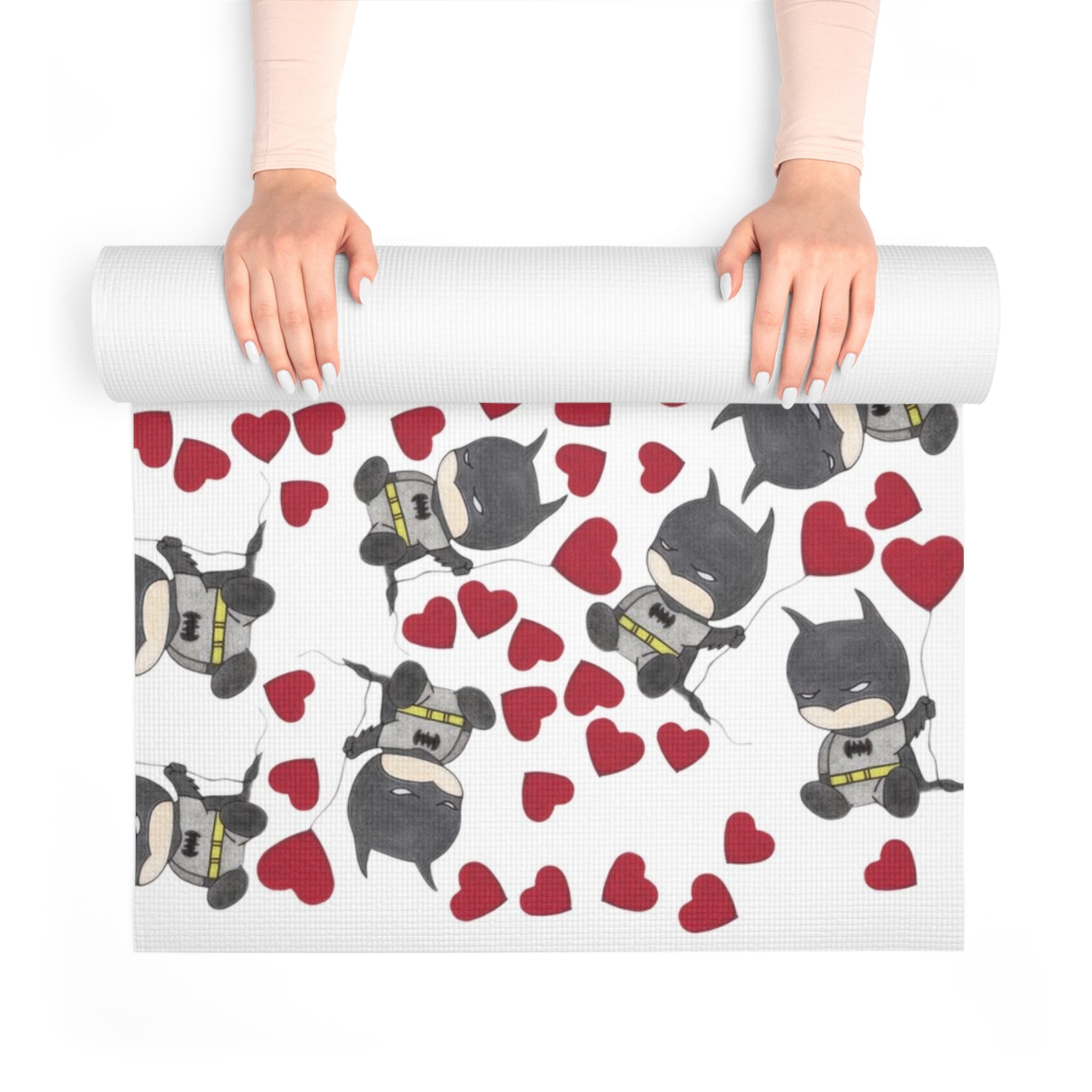 Foam yoga mat batman valentine heart balloon white