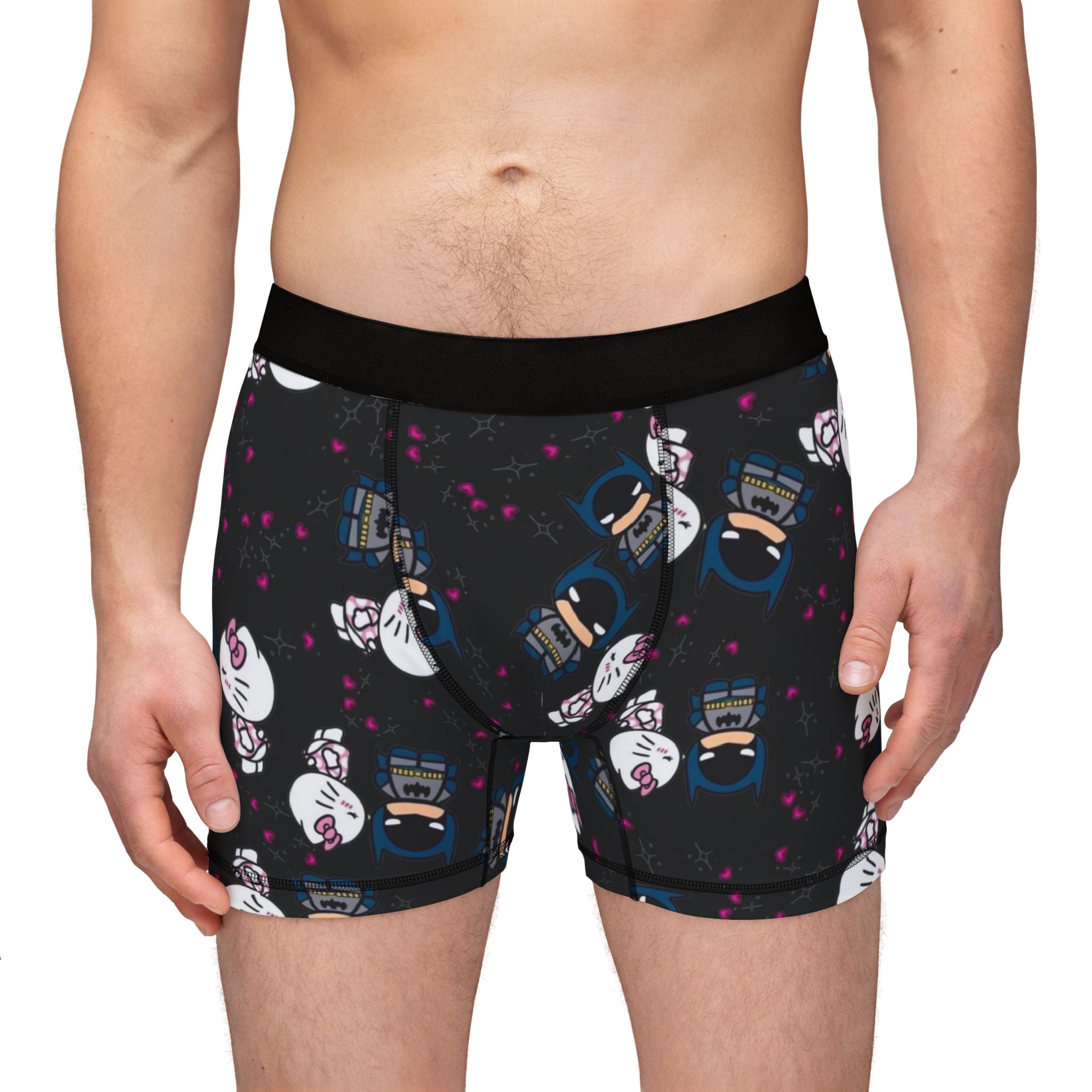 Men's boxers kitty batman valentine kiss black