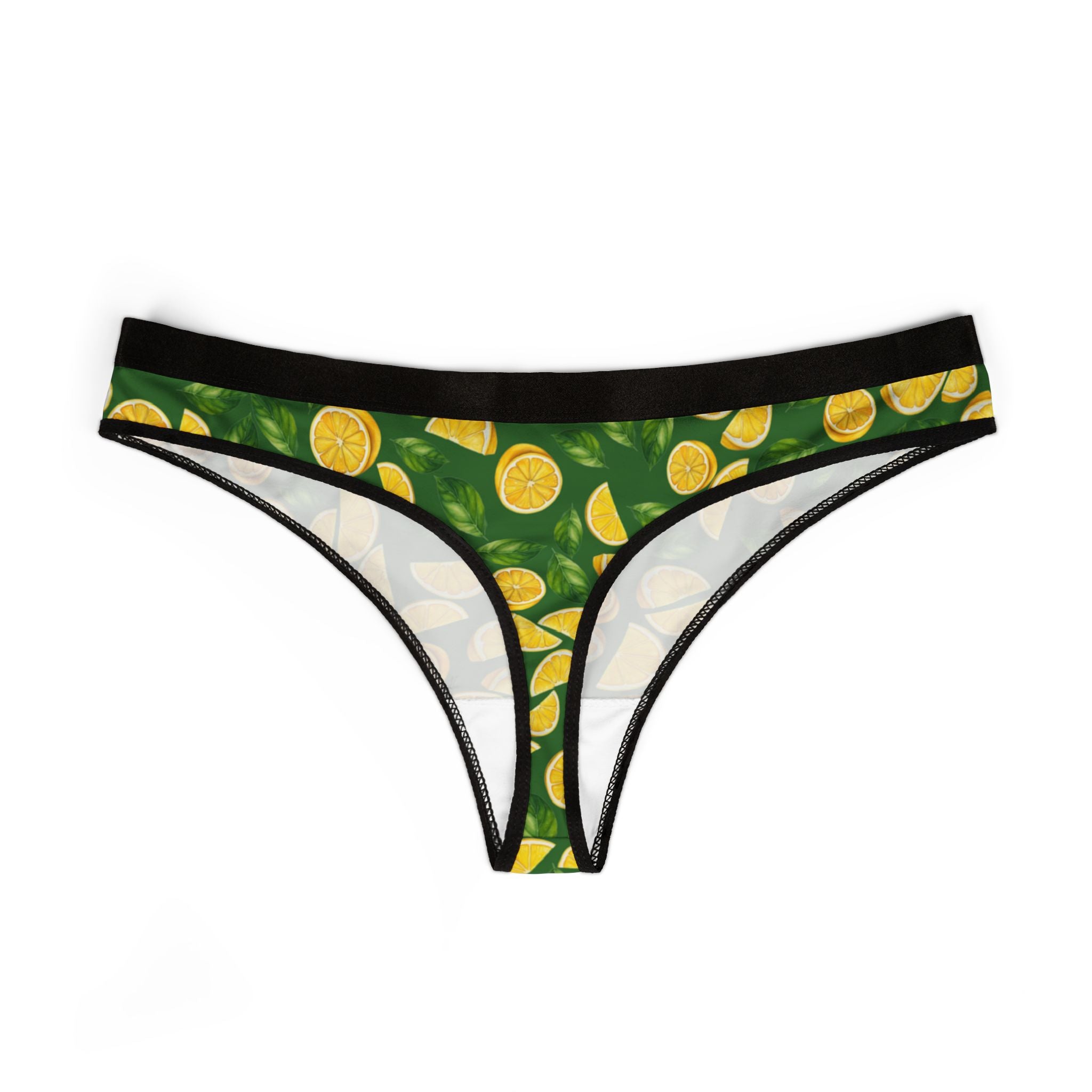 Women's thongs lemon and leaves green