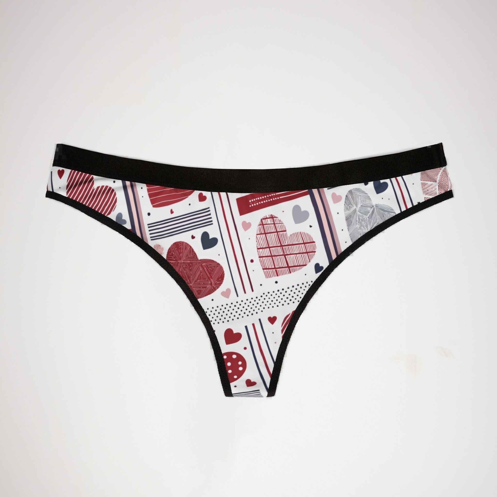Women's thongs valentine heart retro three
