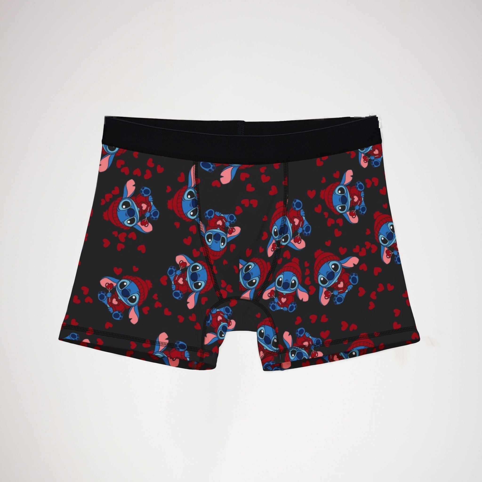 Men's boxers stitch valentine cream heart black