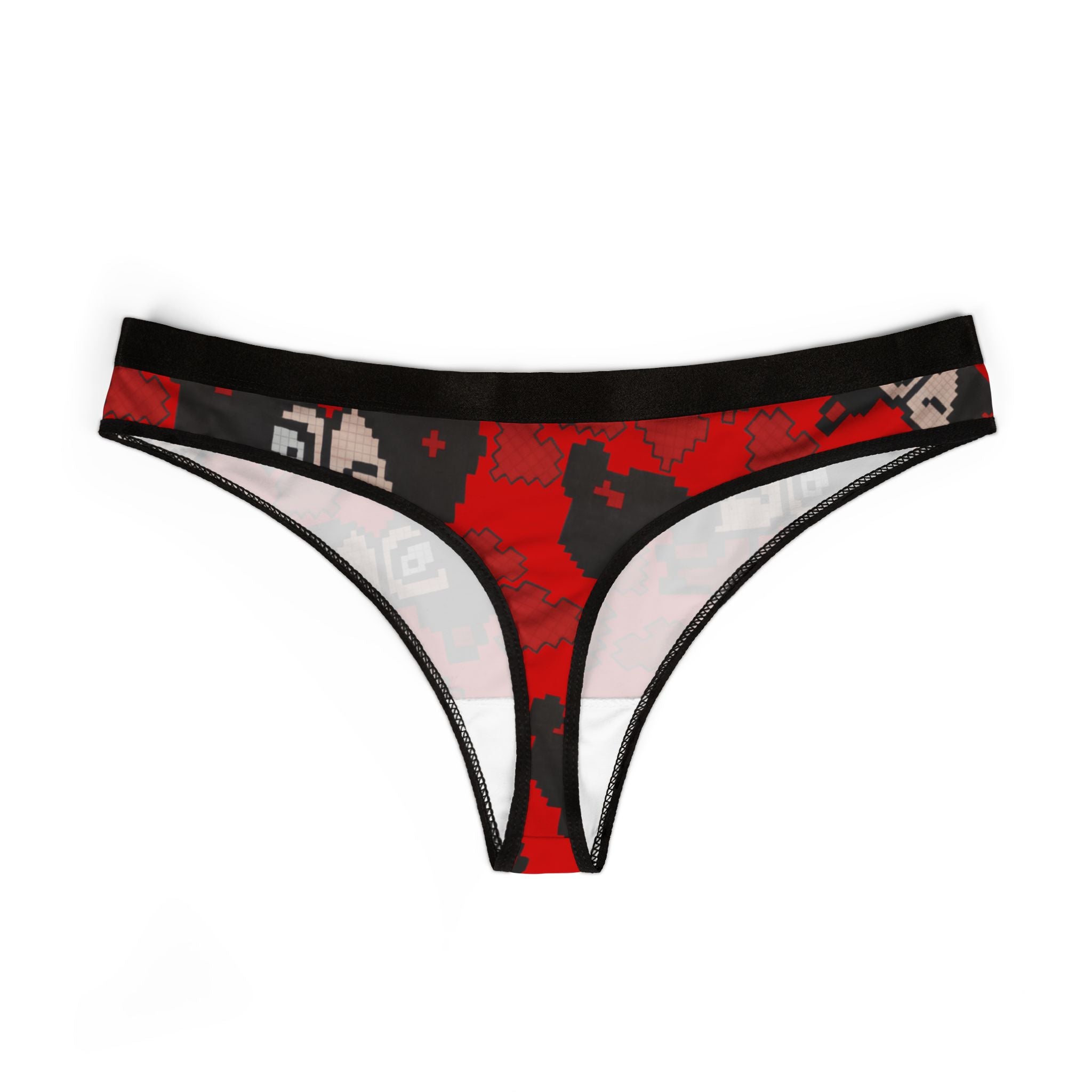 Women's thongs pixel pucca kiss heart red