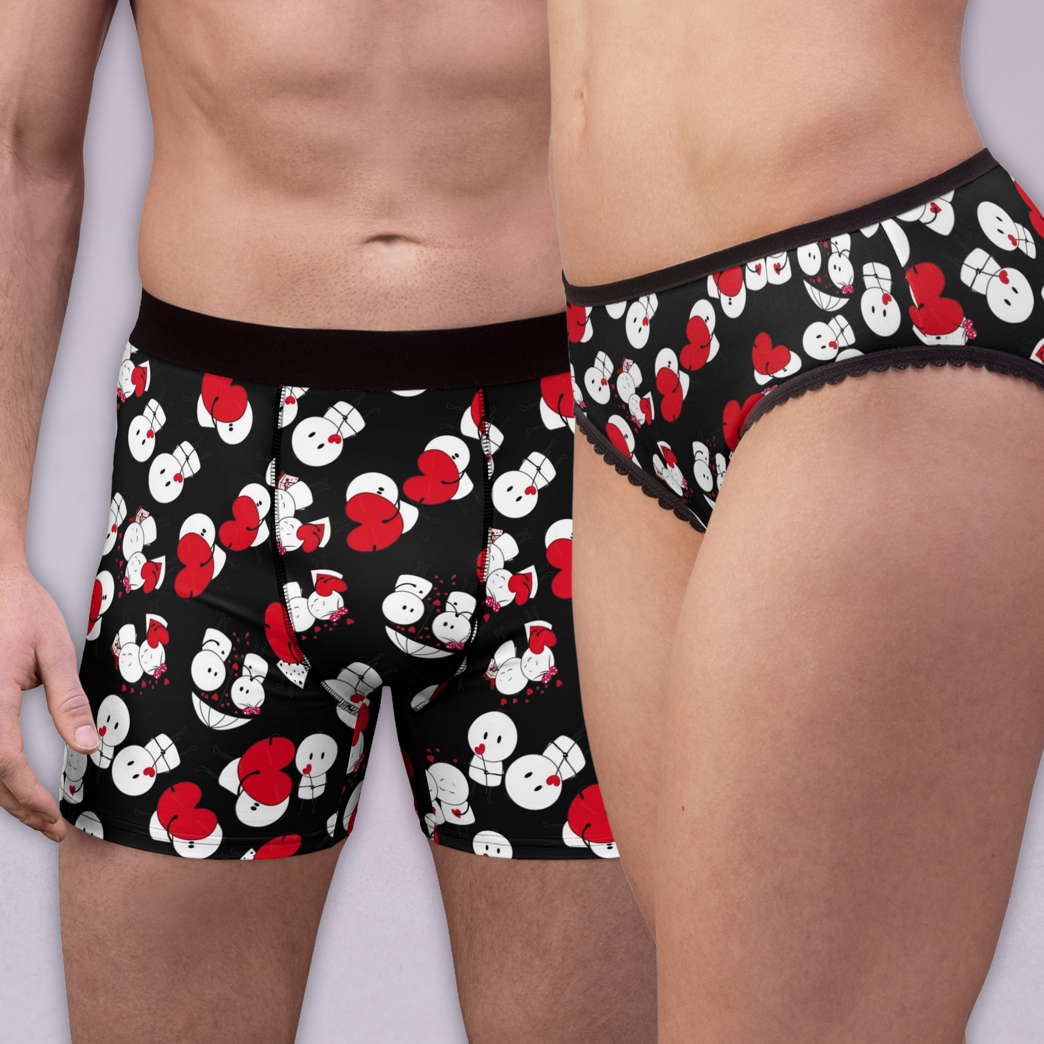 Couples matching cute valentine love underwear set boxer & briefs