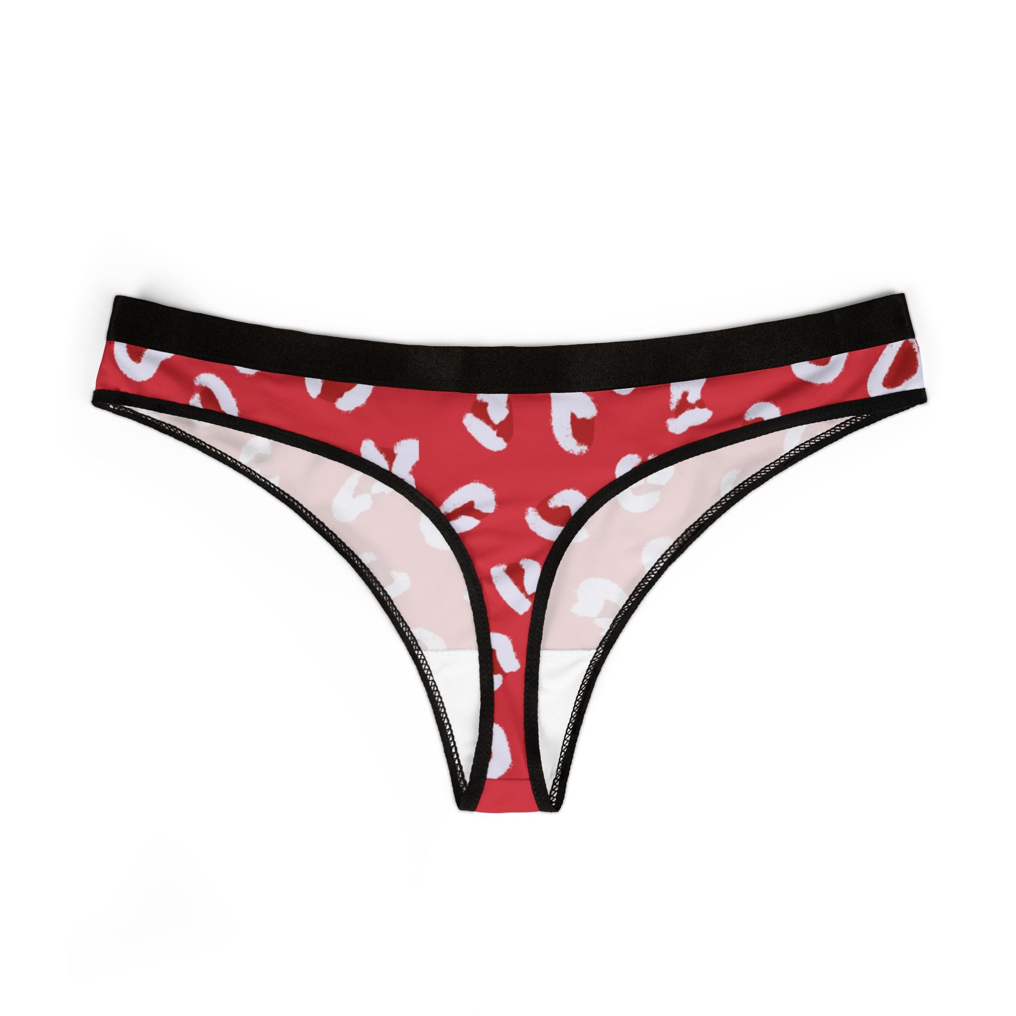 Women's thongs red leopard