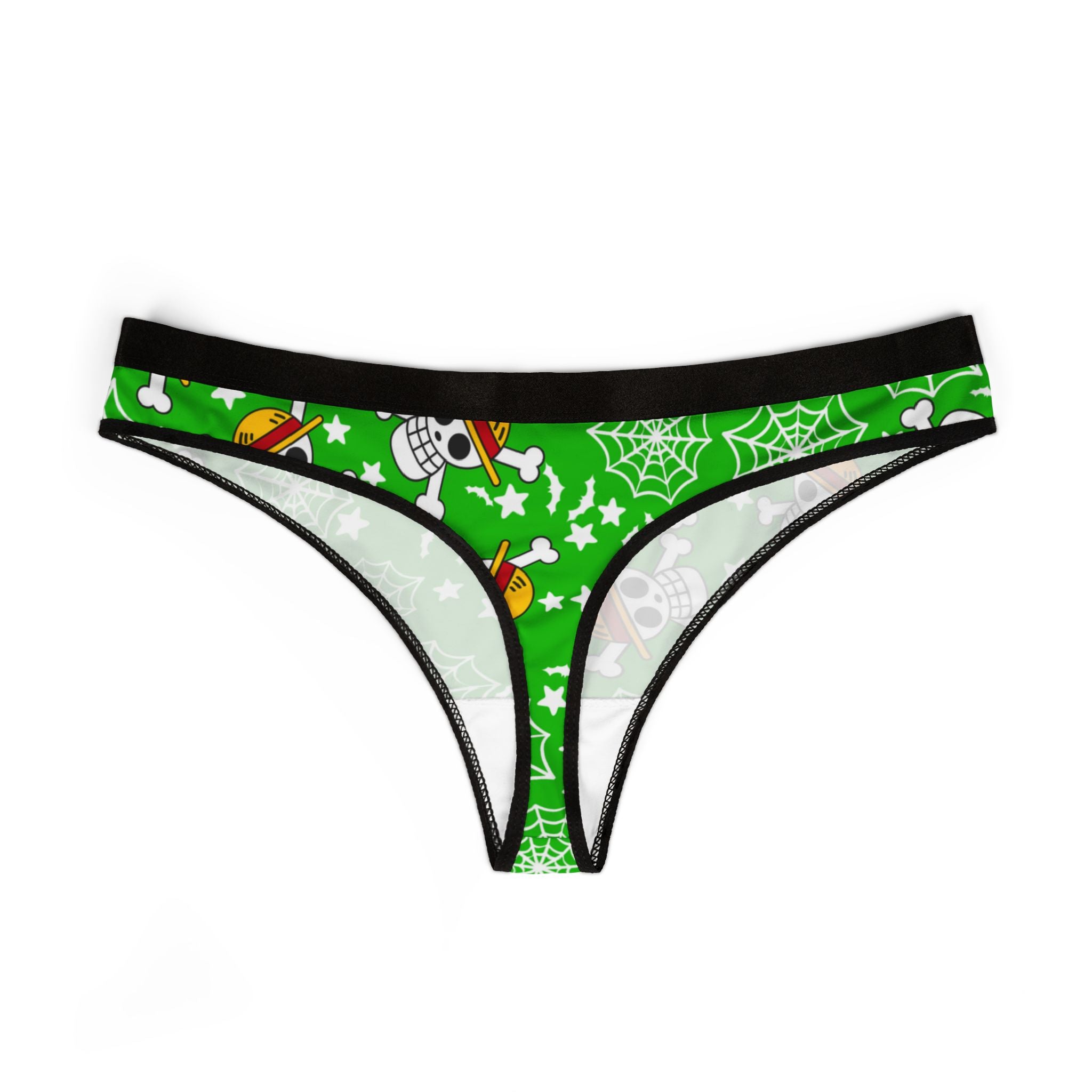 Women's thongs skull anime bats pumpkin halloween green