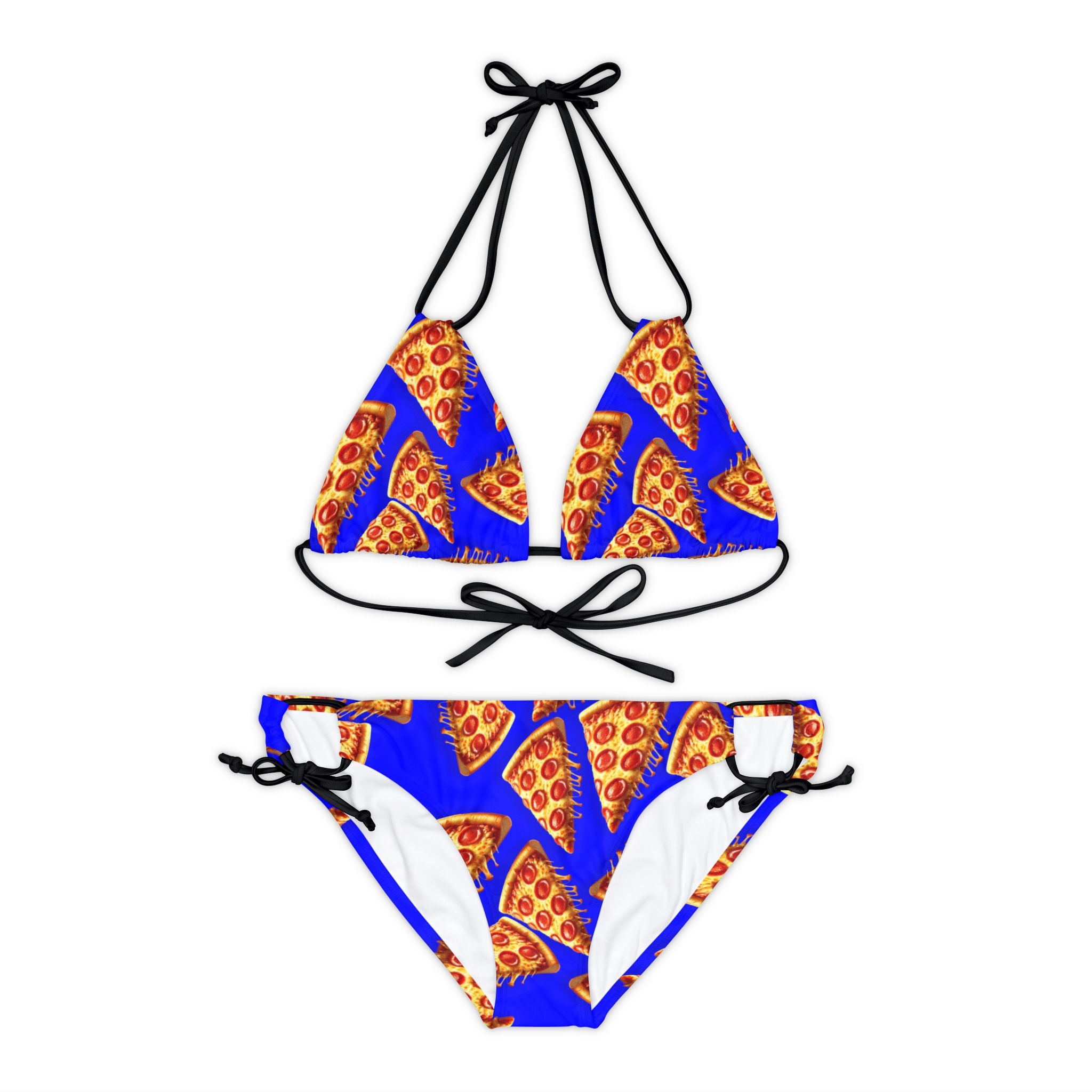 Strappy bikini set pizza blue