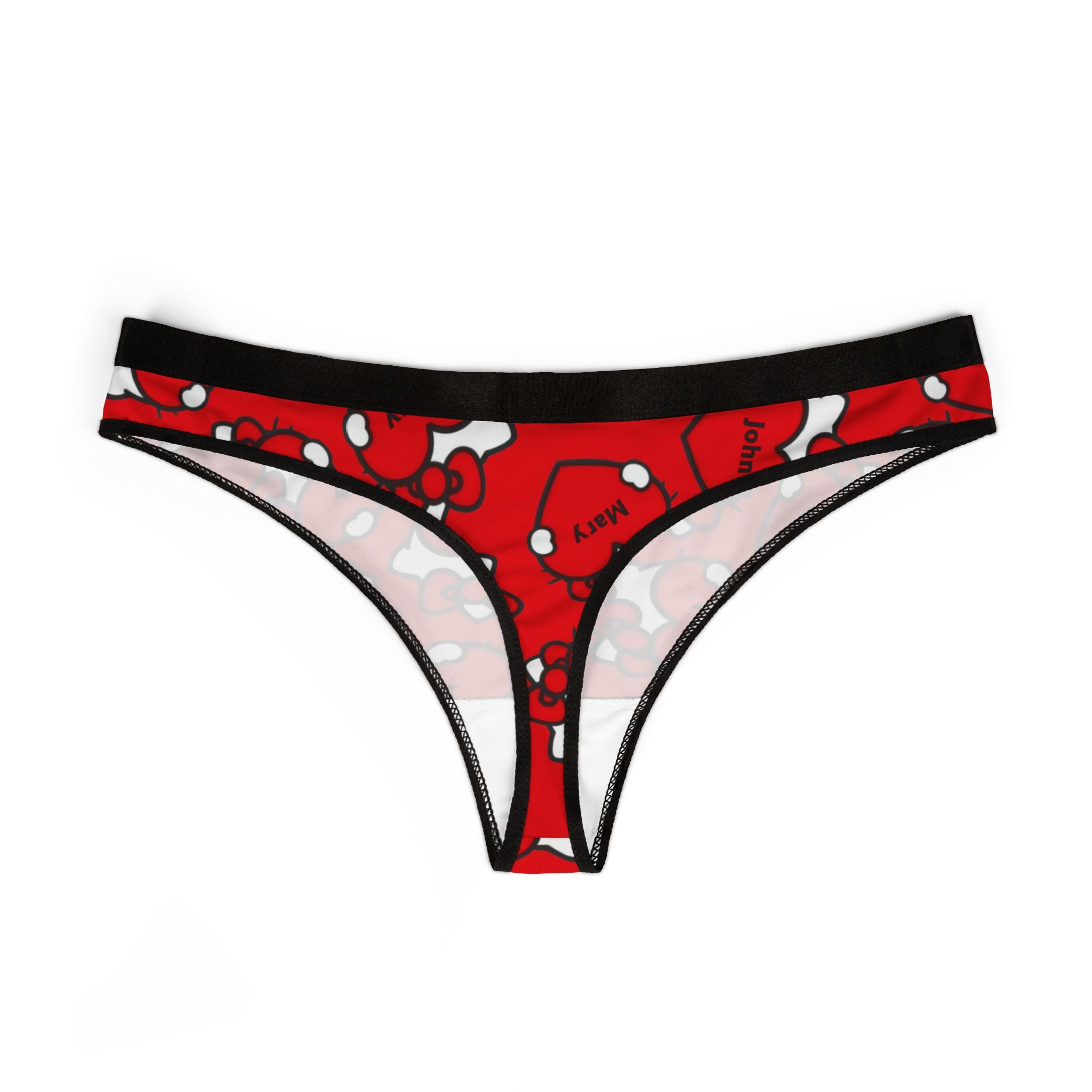 Women's thongs kitty hearts valentine his her names red