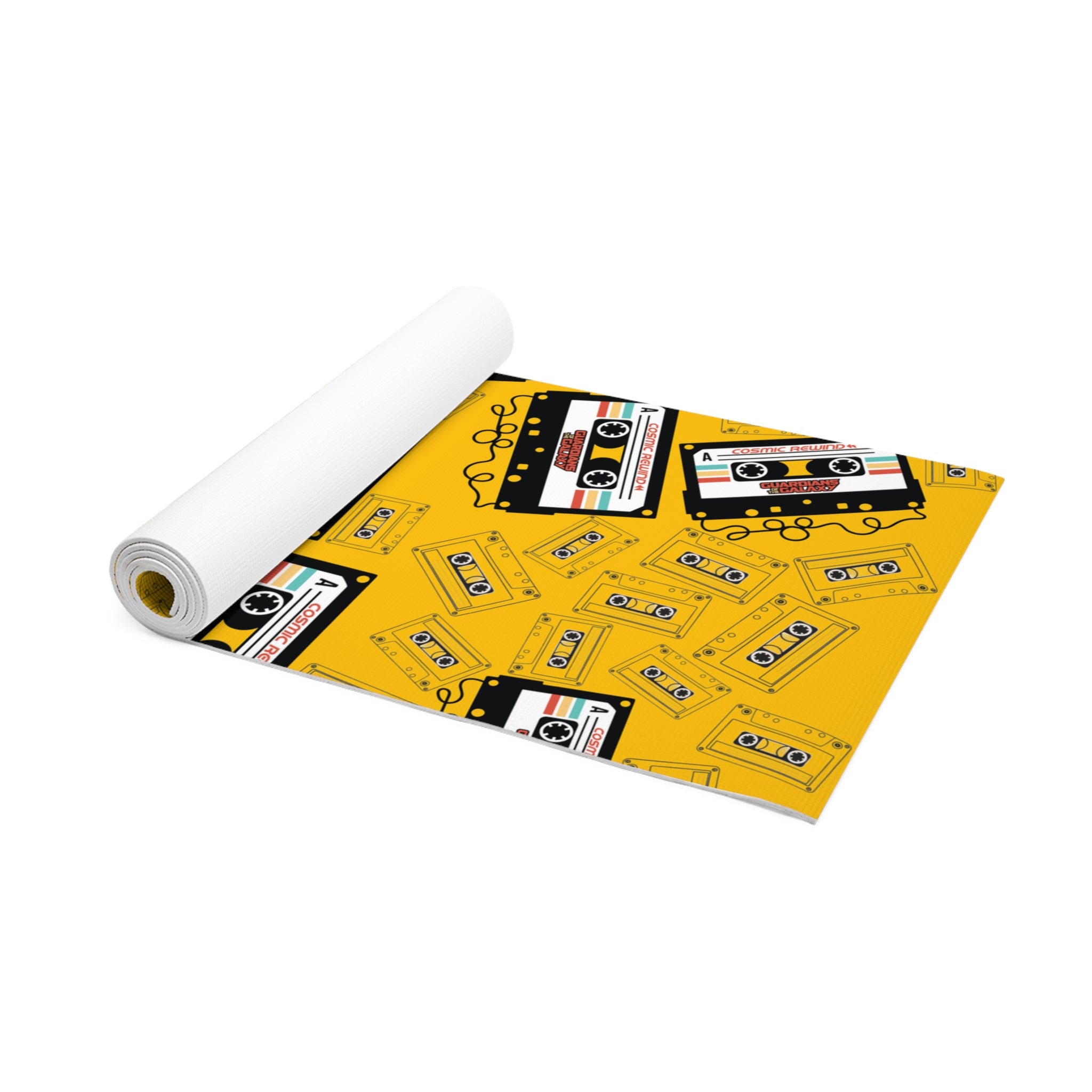 Foam yoga mat cosmic rewind cassette yellow