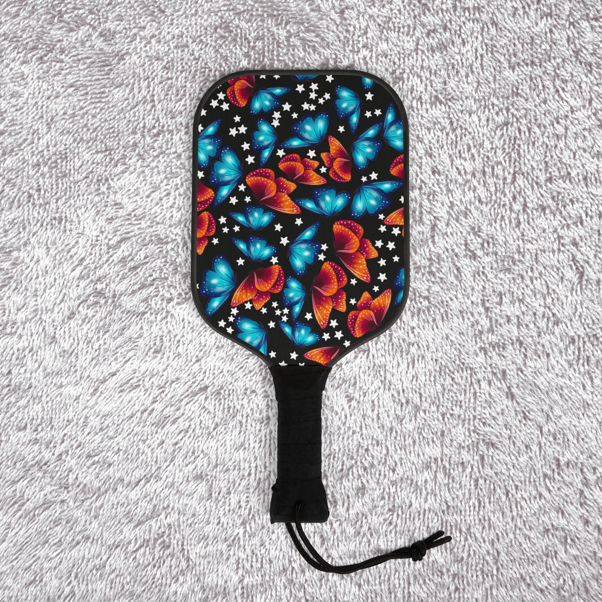 Pickleball kit (2 paddles + 2 balls + transparent bag) butterflies stars black