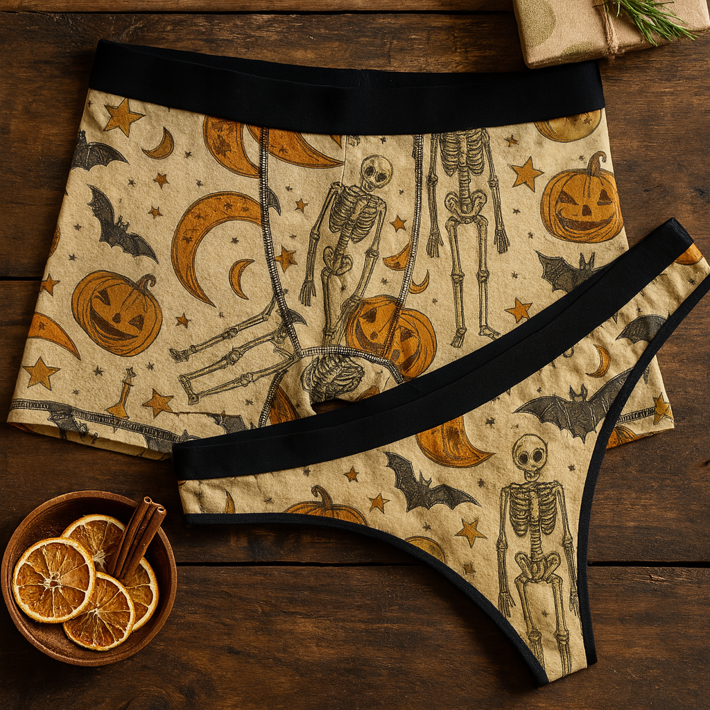 Matching underwear Vintage Halloween for couples boxer & thong set